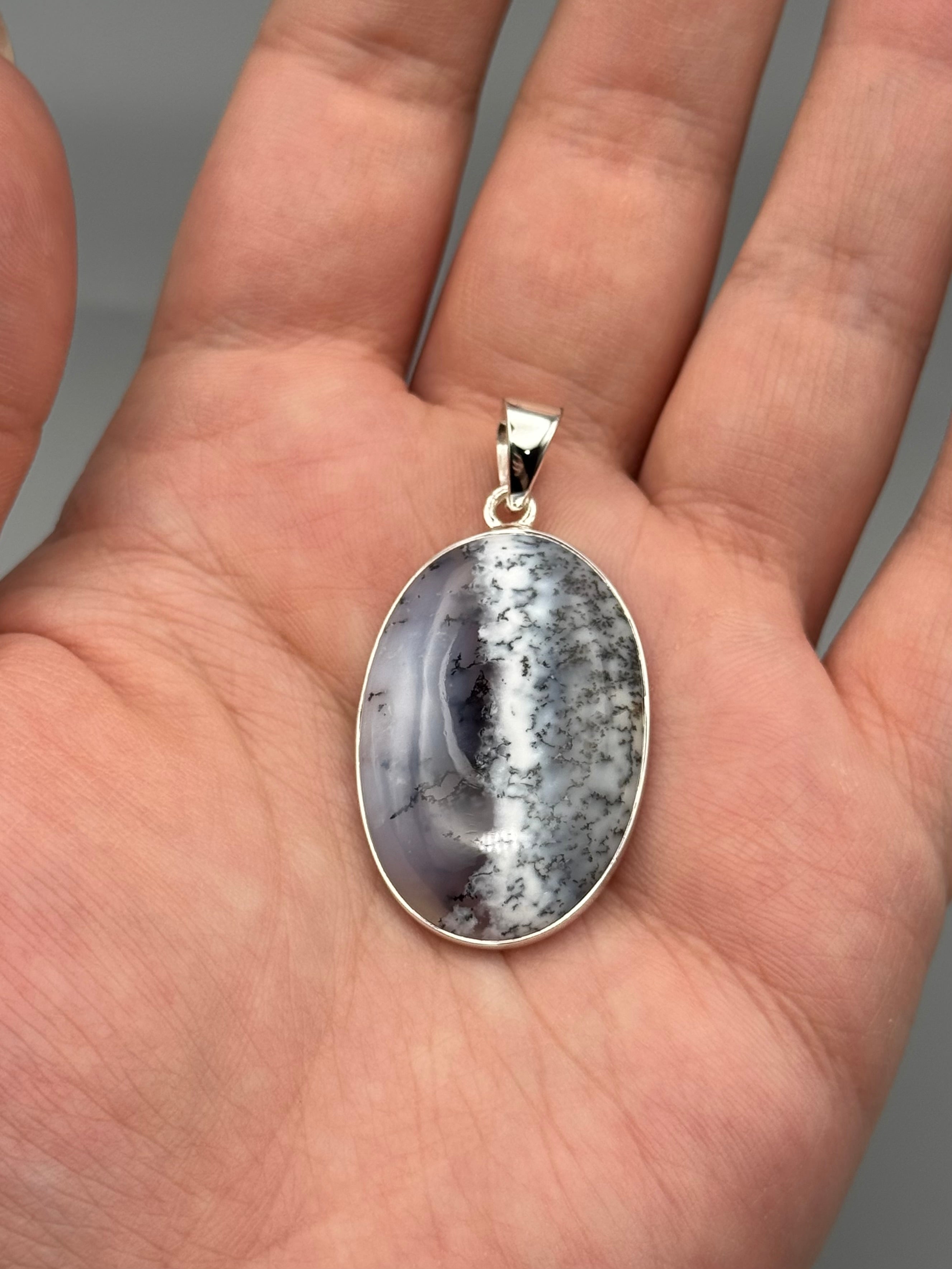 •DENDRITIC OPAL - OVAL 1• sterling silver pendant