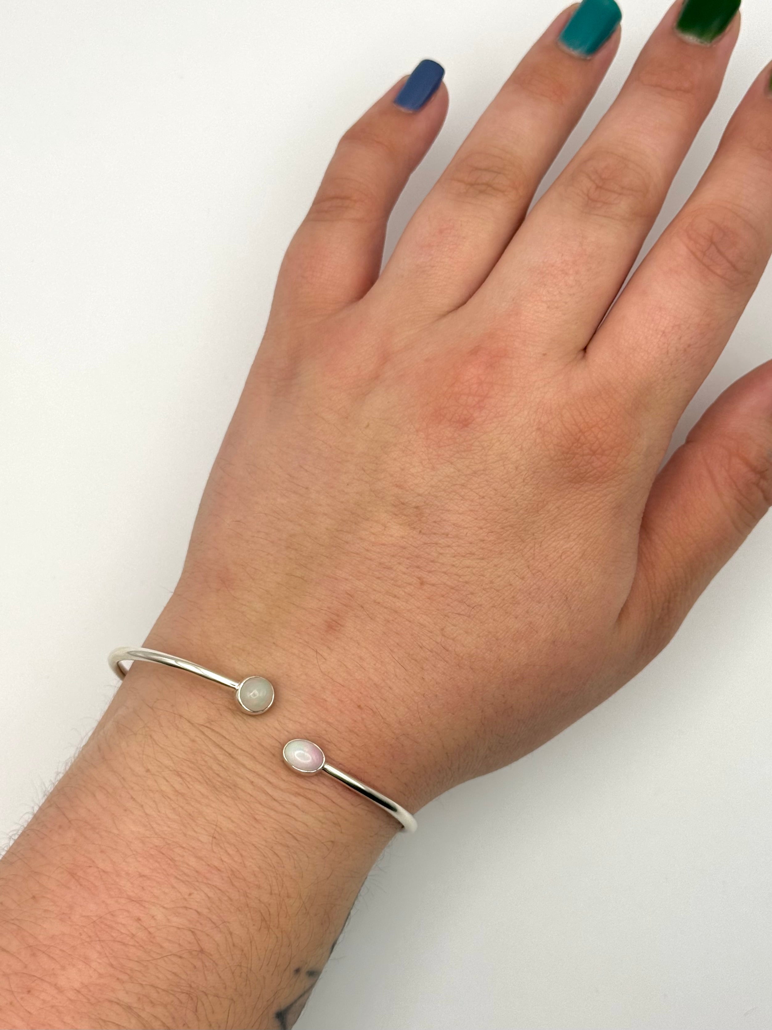 •OVAL + CIRCLE• ethiopian opal + silver twist-on cuff bracelet