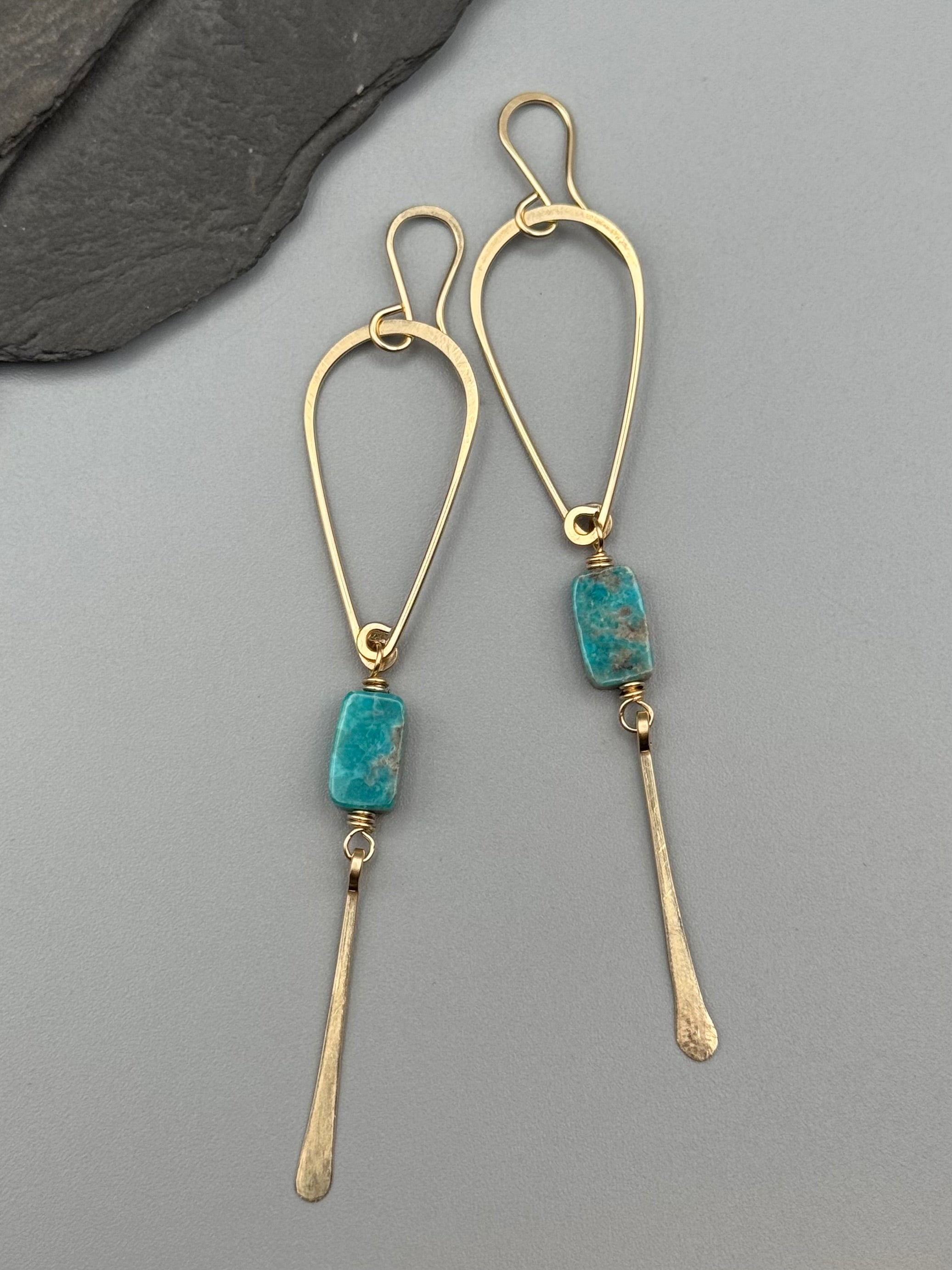 •DRIP• turquoise + gold dangle earrings