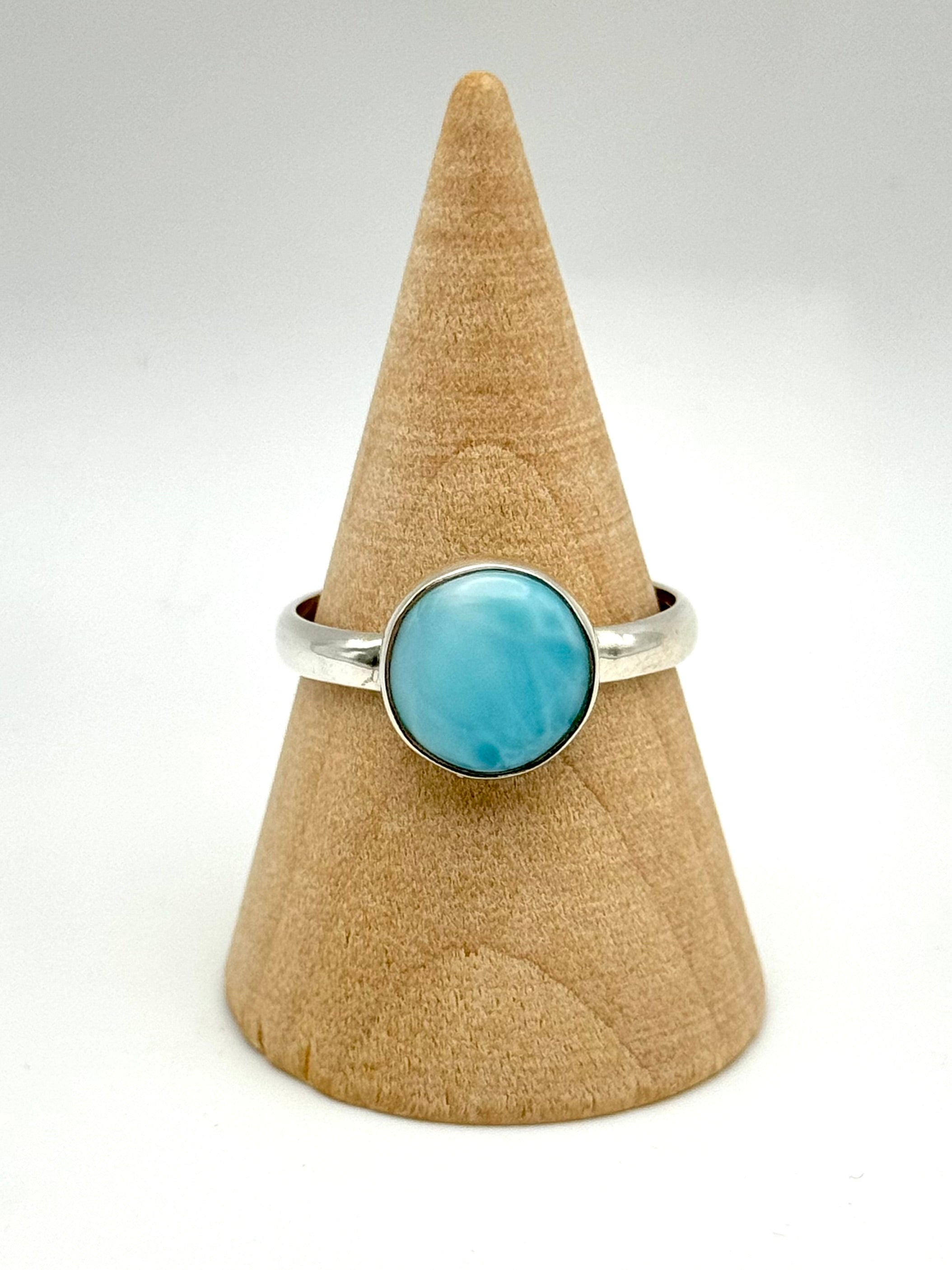 •LARIMAR - MEDIUM CIRCLE• silver ring (size 11)