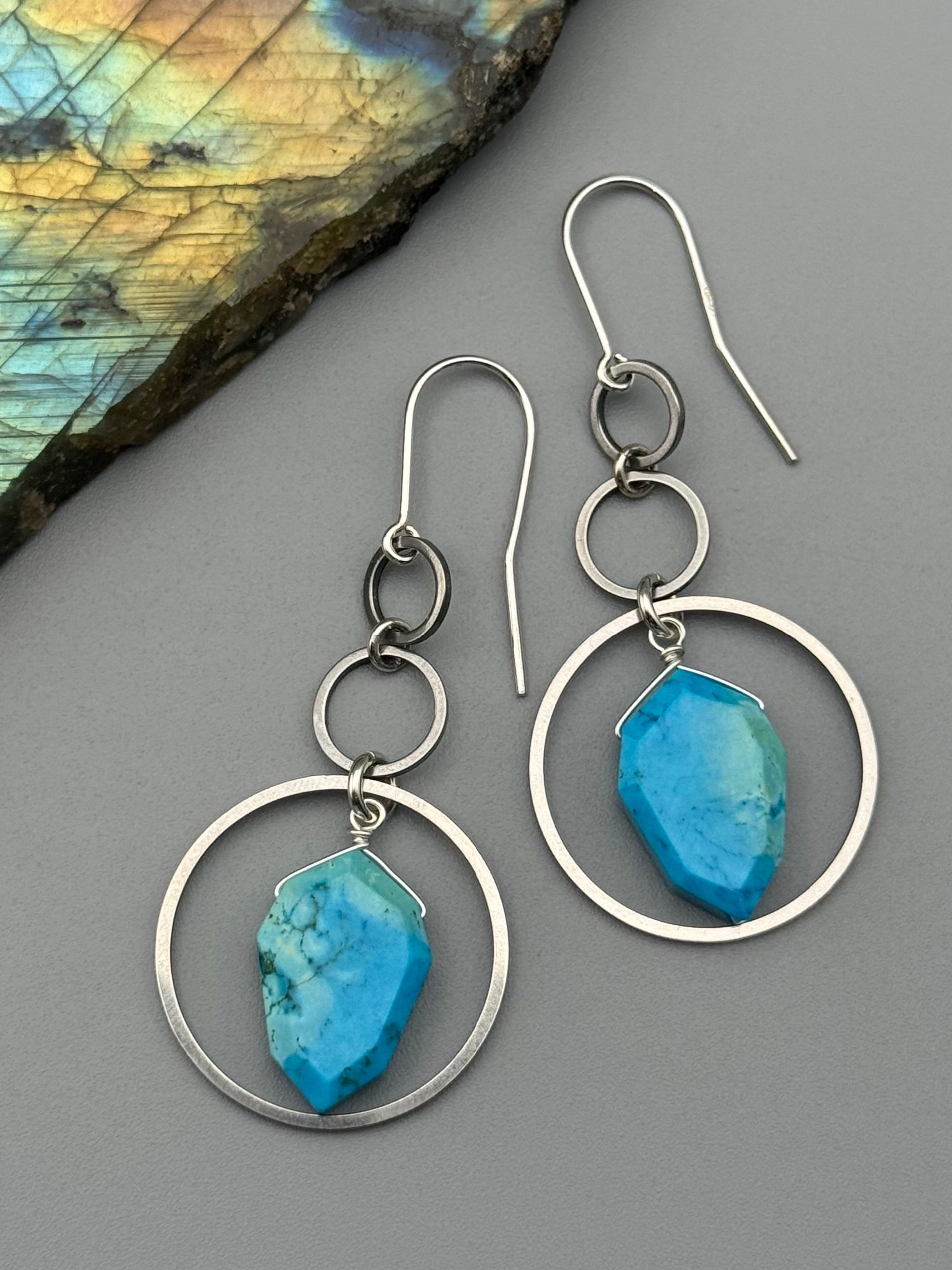 •EQUA LUNA• turquoise + silver earrings