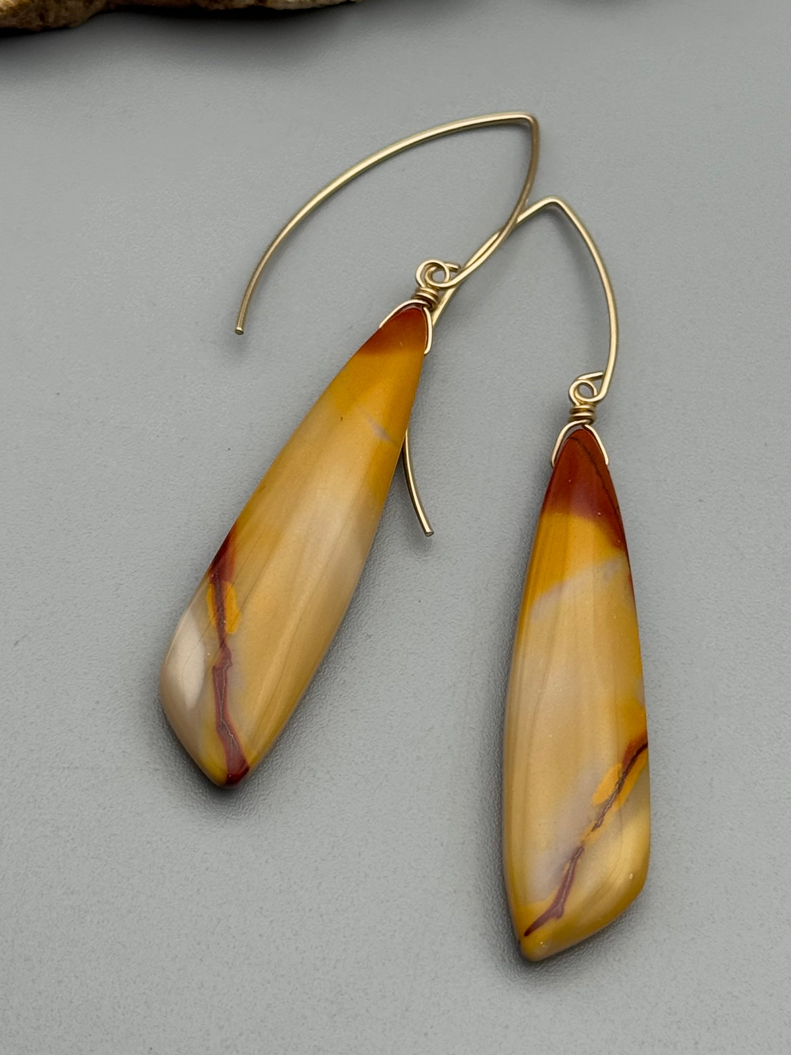 •STRAY• mookaite jasper wing + gold earrings