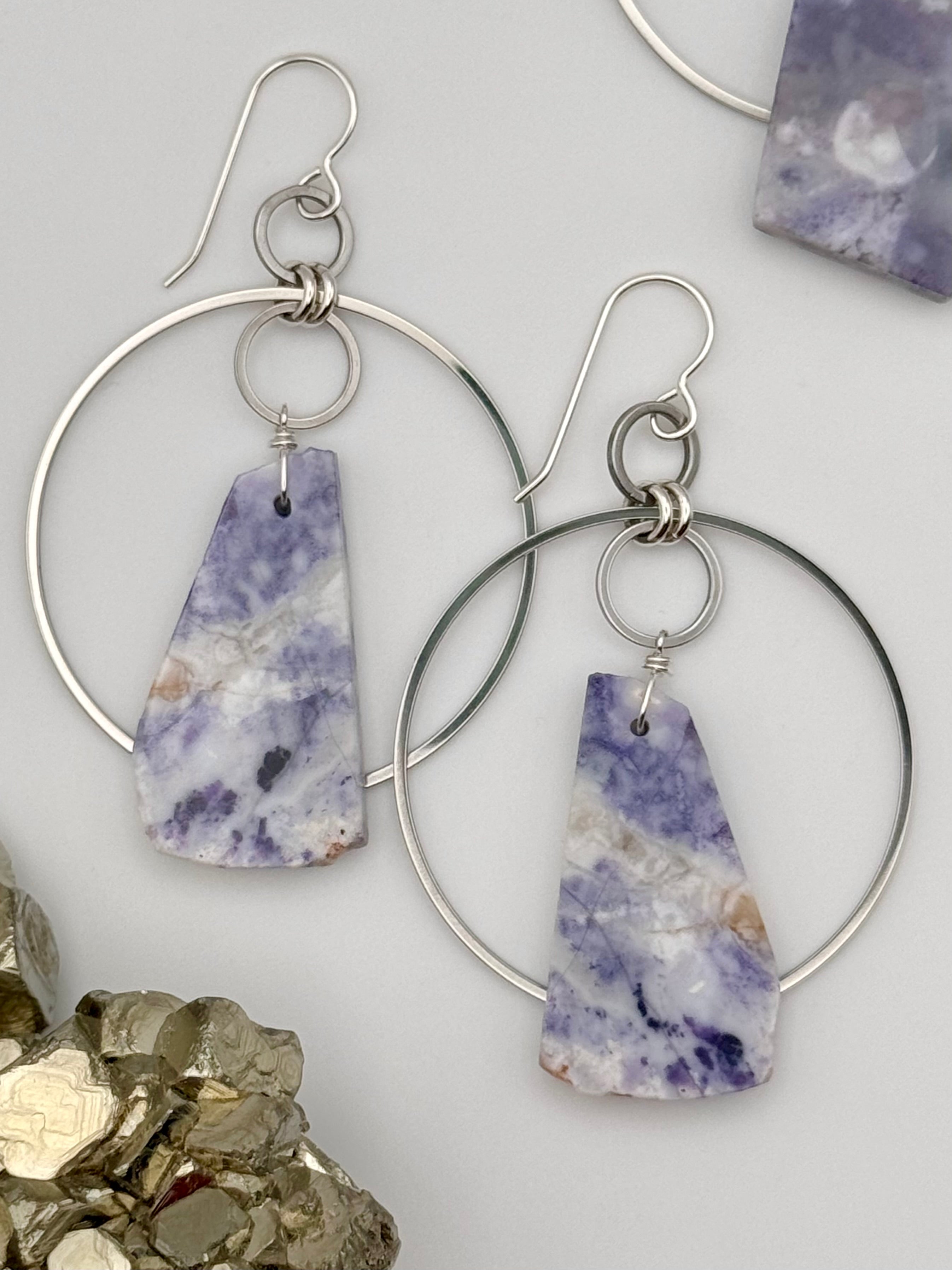 •EQUA-ORBIT• purple opal + silver dangle earrings