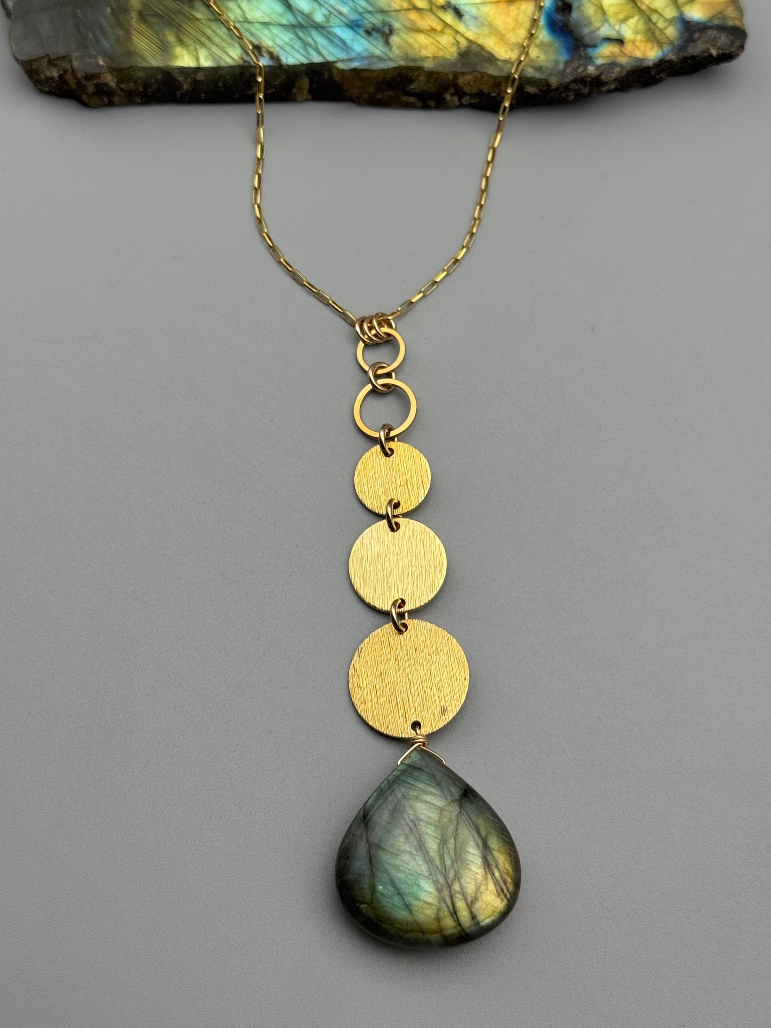•NYX• labradorite + gold necklace (26"-28" long)