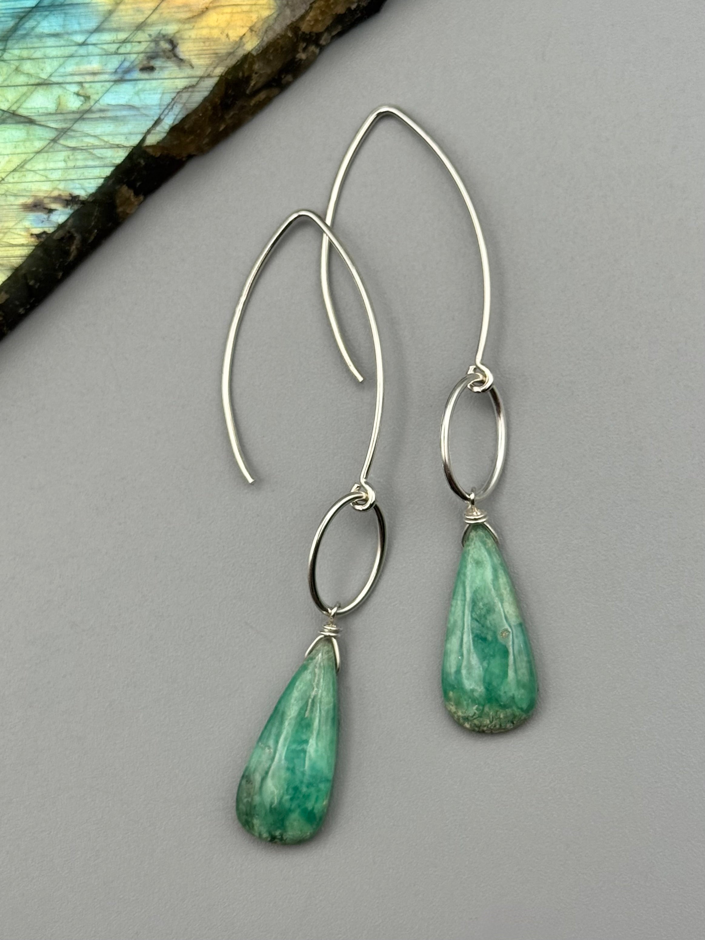 •IO• variscite teardrop + silver earrings