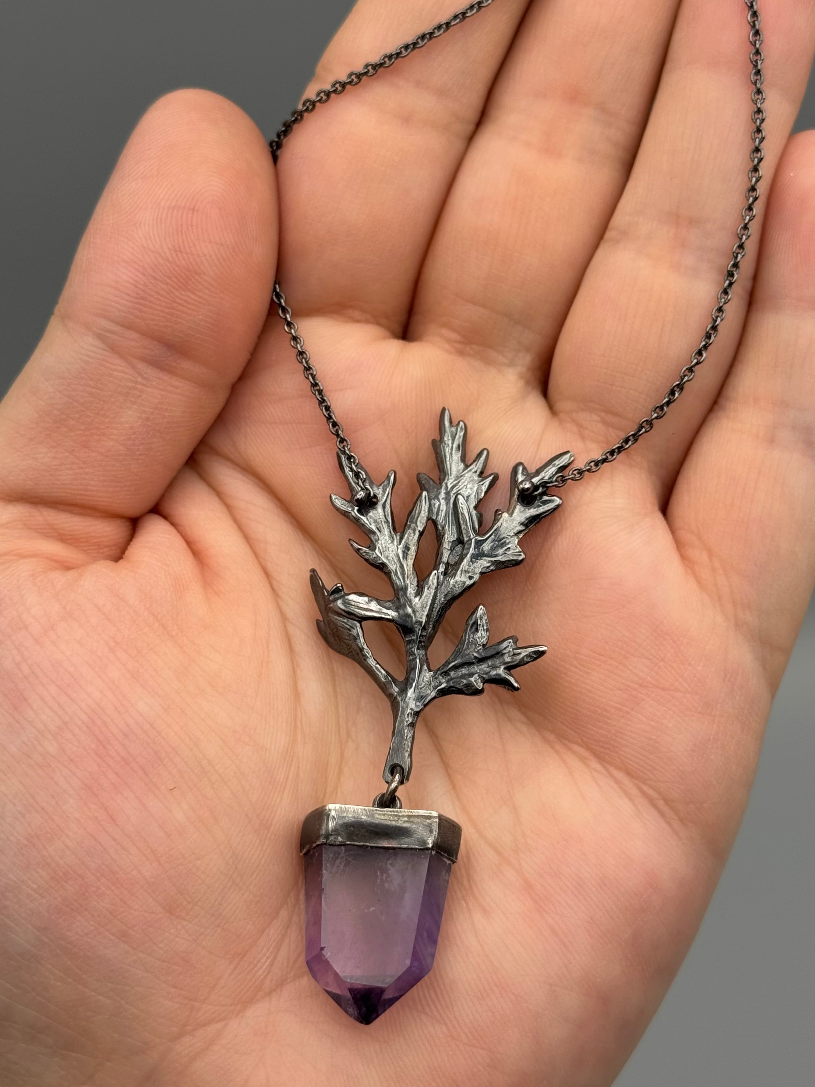 •MUGWORT TALISMAN• amethyst + silver necklace (19.5" long)