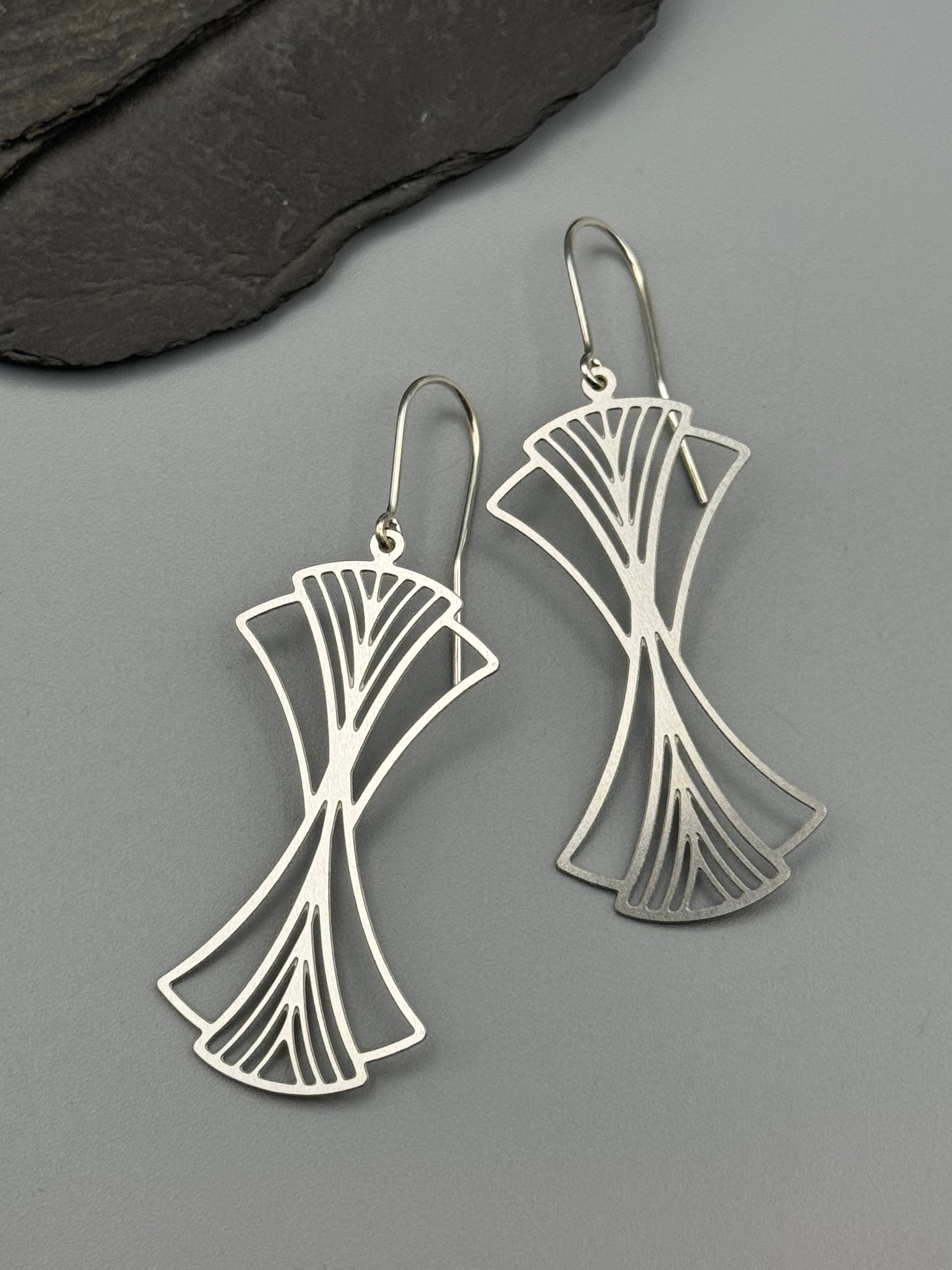 •TIME WARP• silver dangle earrings