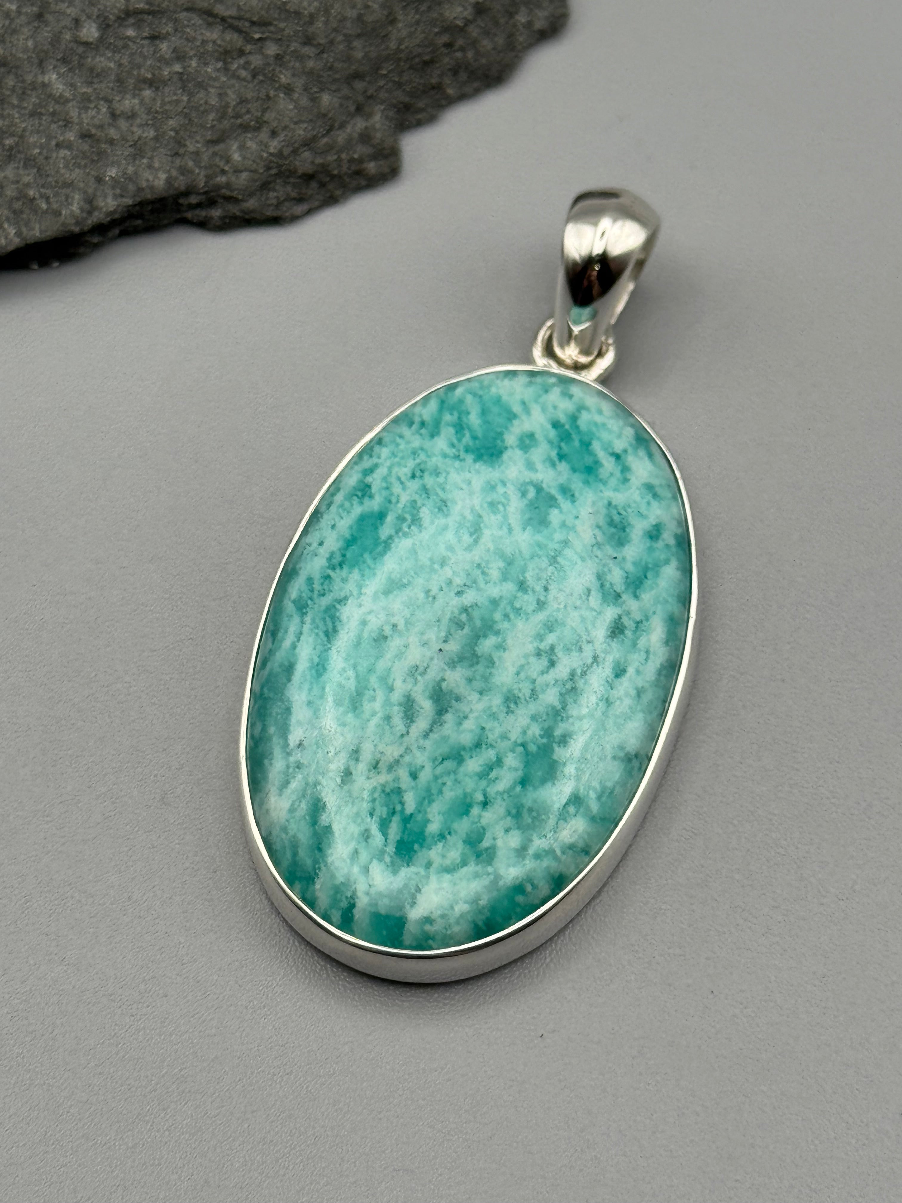 •AMAZONITE - OVAL 1• sterling silver pendant