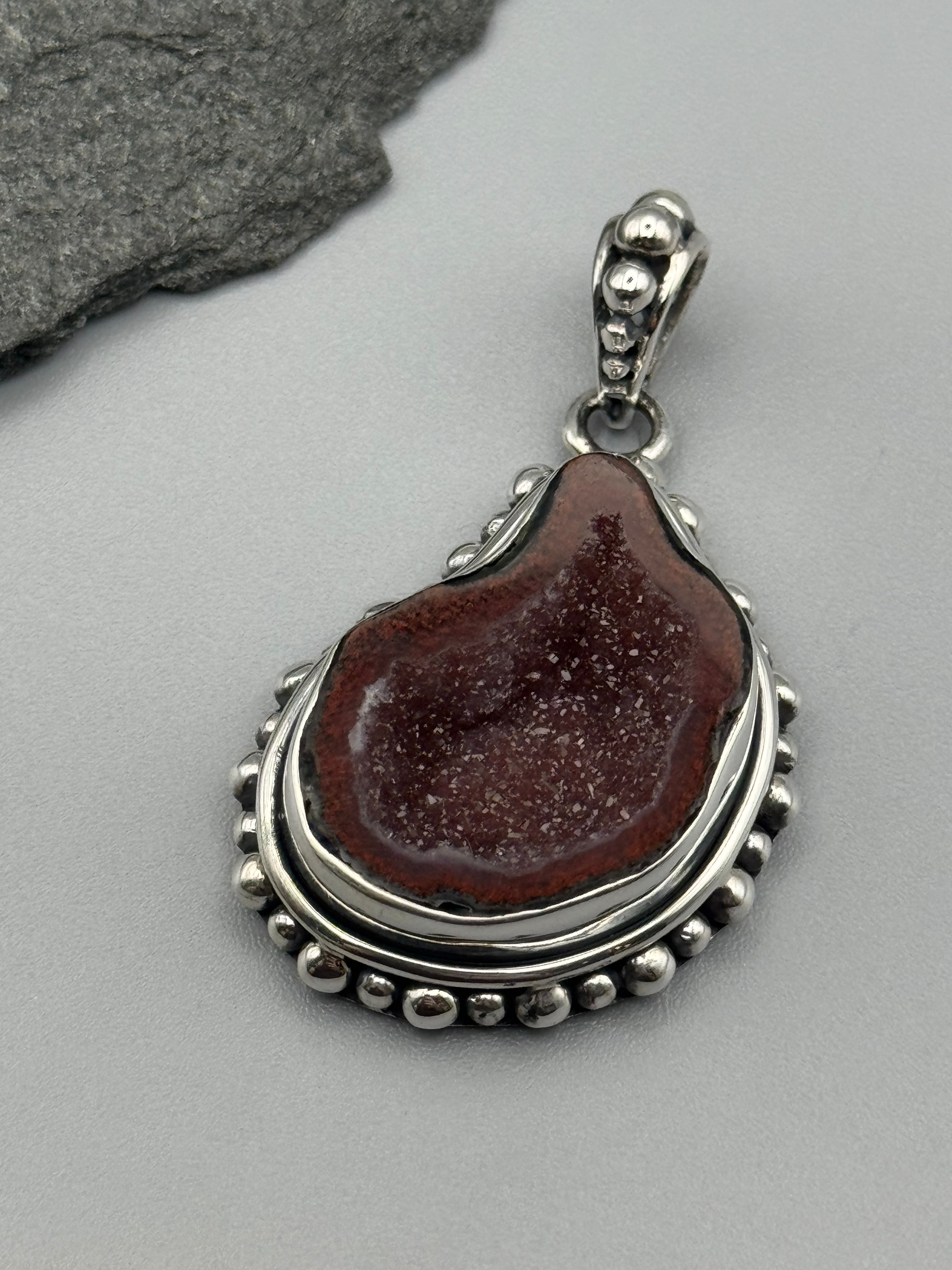 •COCONUT DRUZY - DOTTED FREEFORM 3• sterling silver pendant