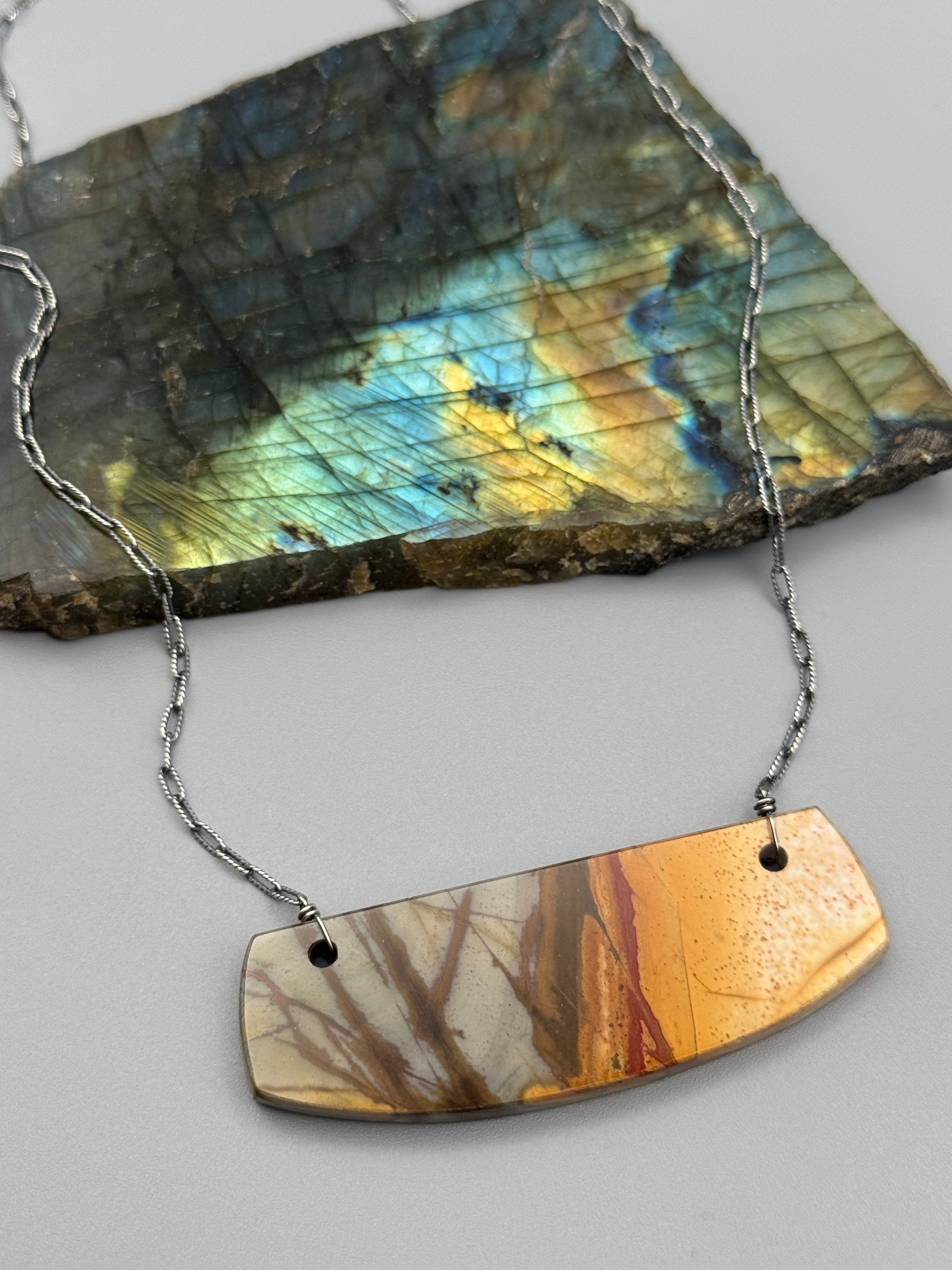 •AEON• red creek jasper + silver necklace (18"-20" long)