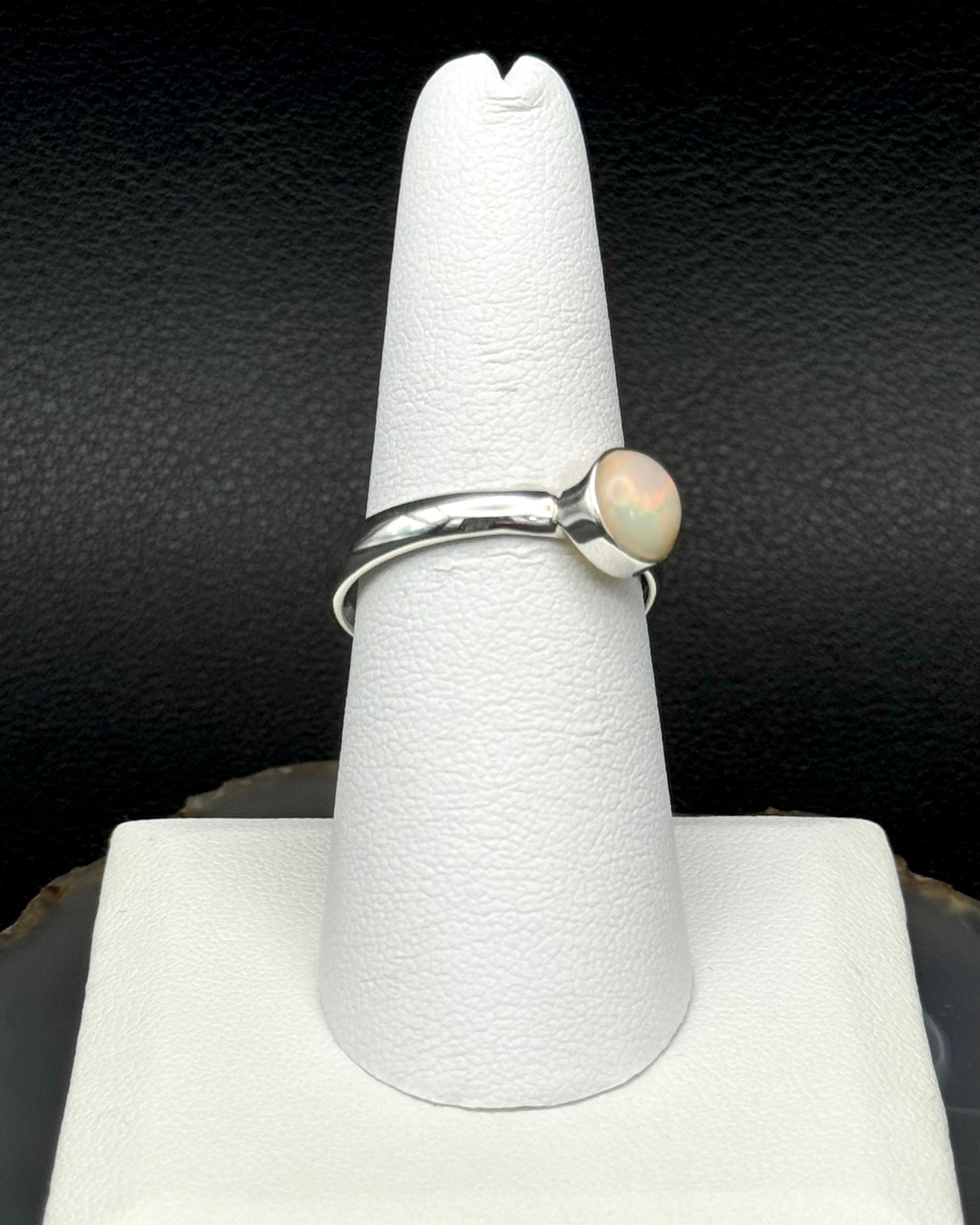 •ETHIOPIAN OPAL - SMALL CIRCLE• silver ring (size 9)