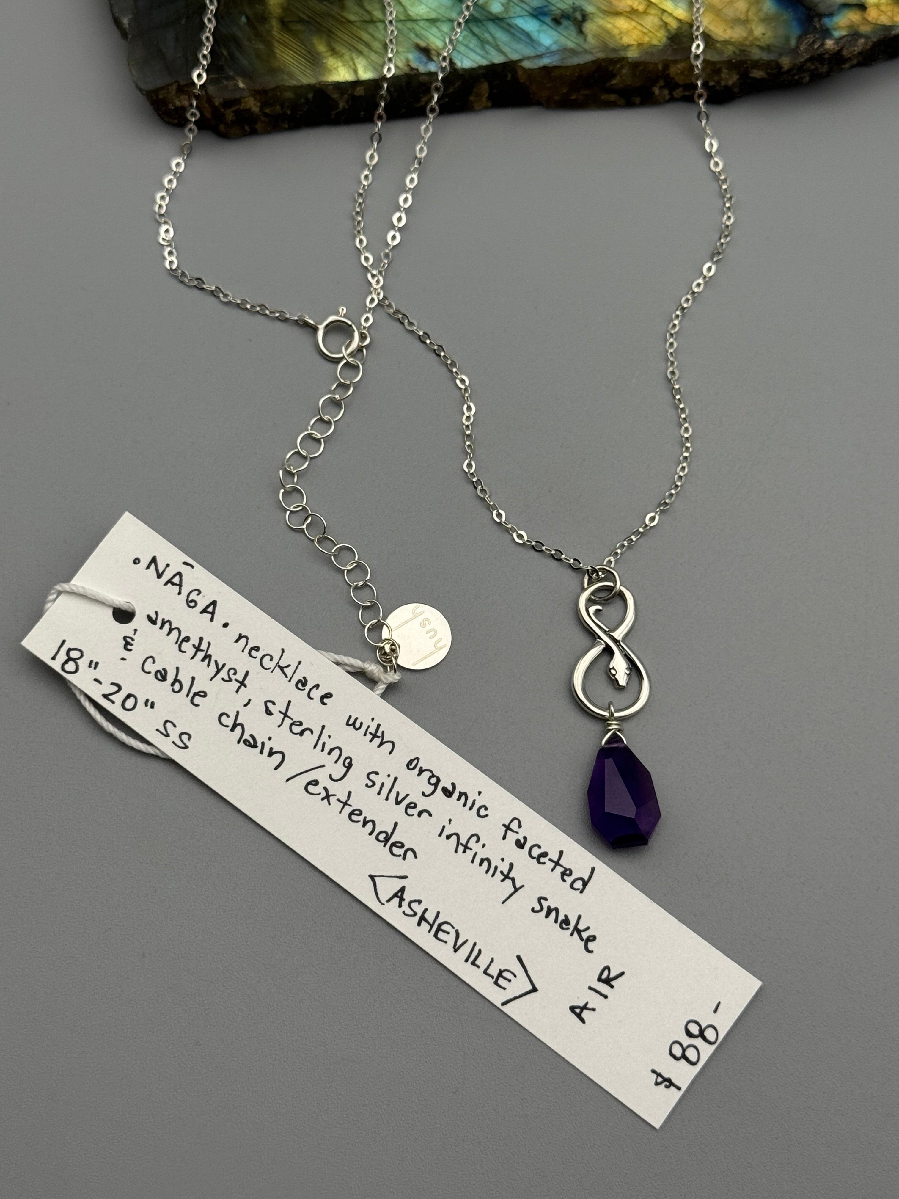 •NĀGA• amethyst + silver necklace (18"-20" long)