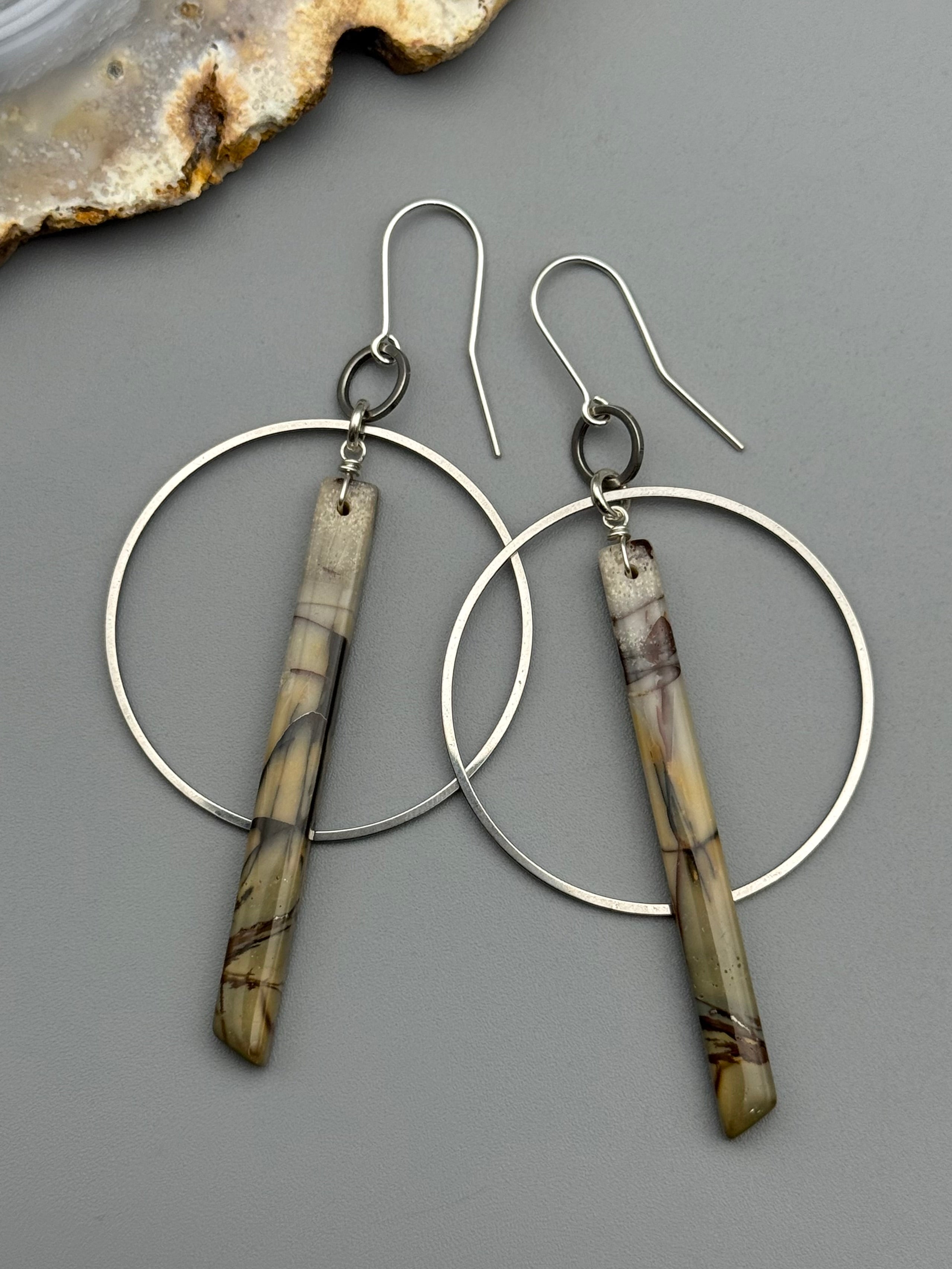 •EQUA-ORBIT• red creek jasper stick + silver earrings
