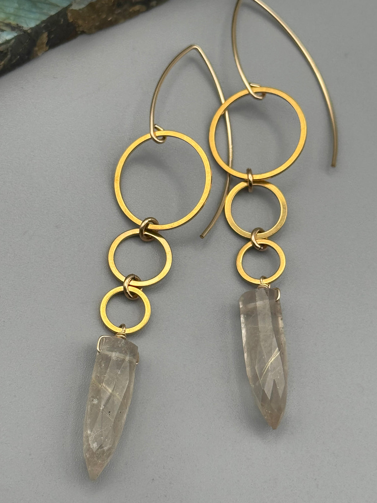 •SIX OF CUPS• rutilated quartz fang + gold earrings