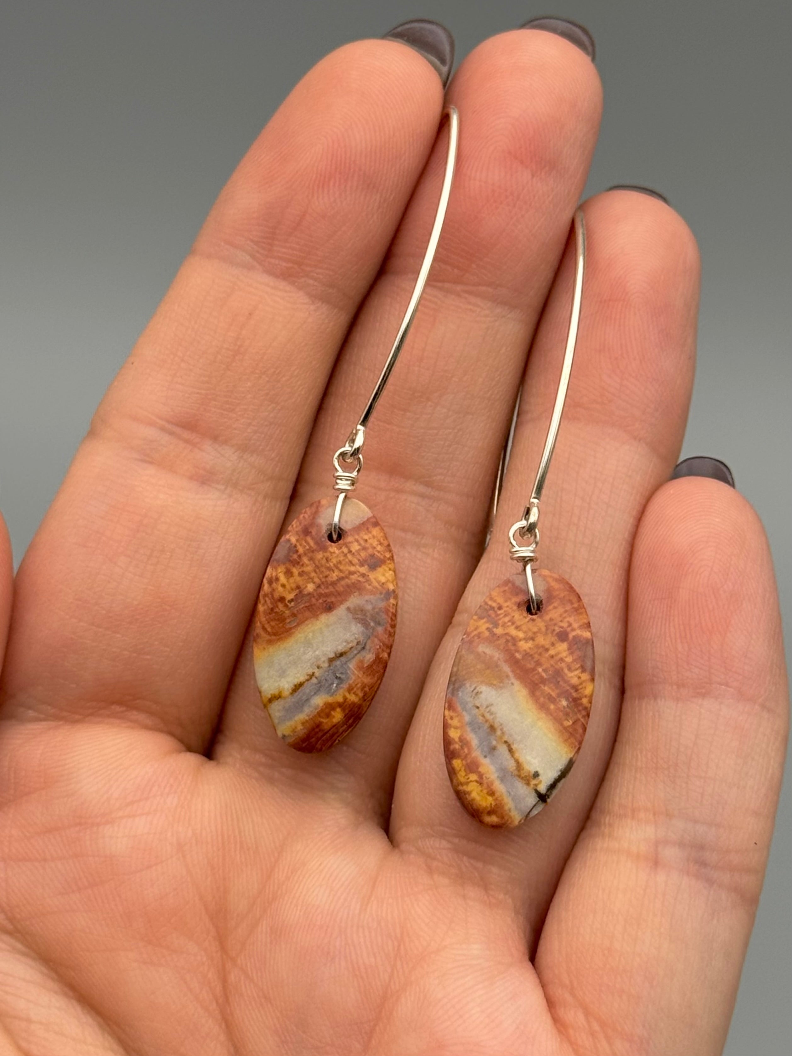 •STRAY• jasper oval + silver earrings