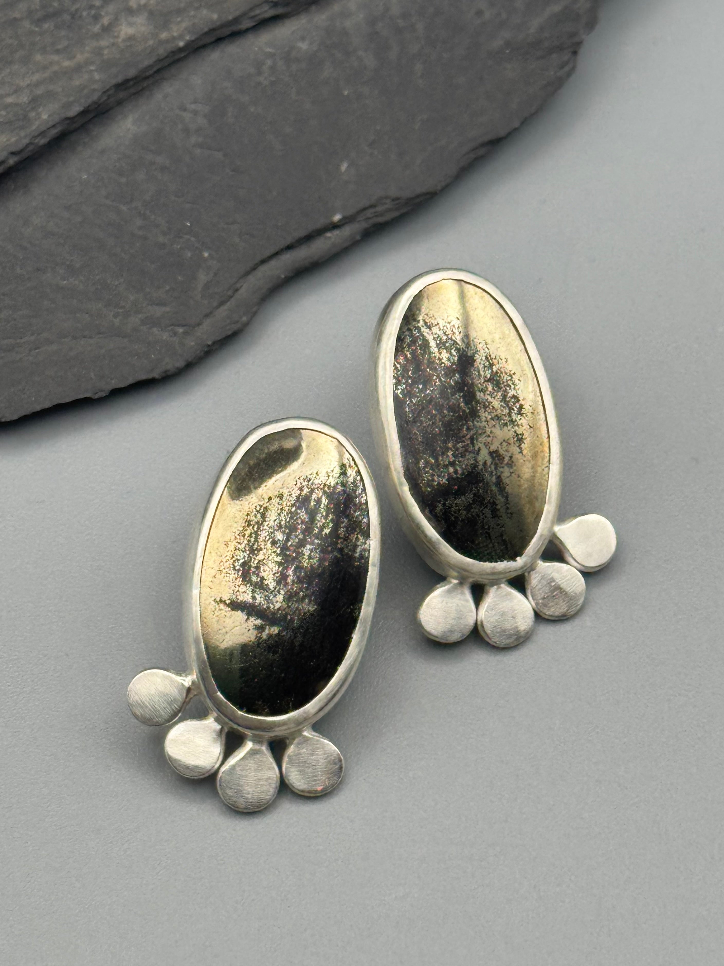 •POLLINATOR• hematite + silver post earrings