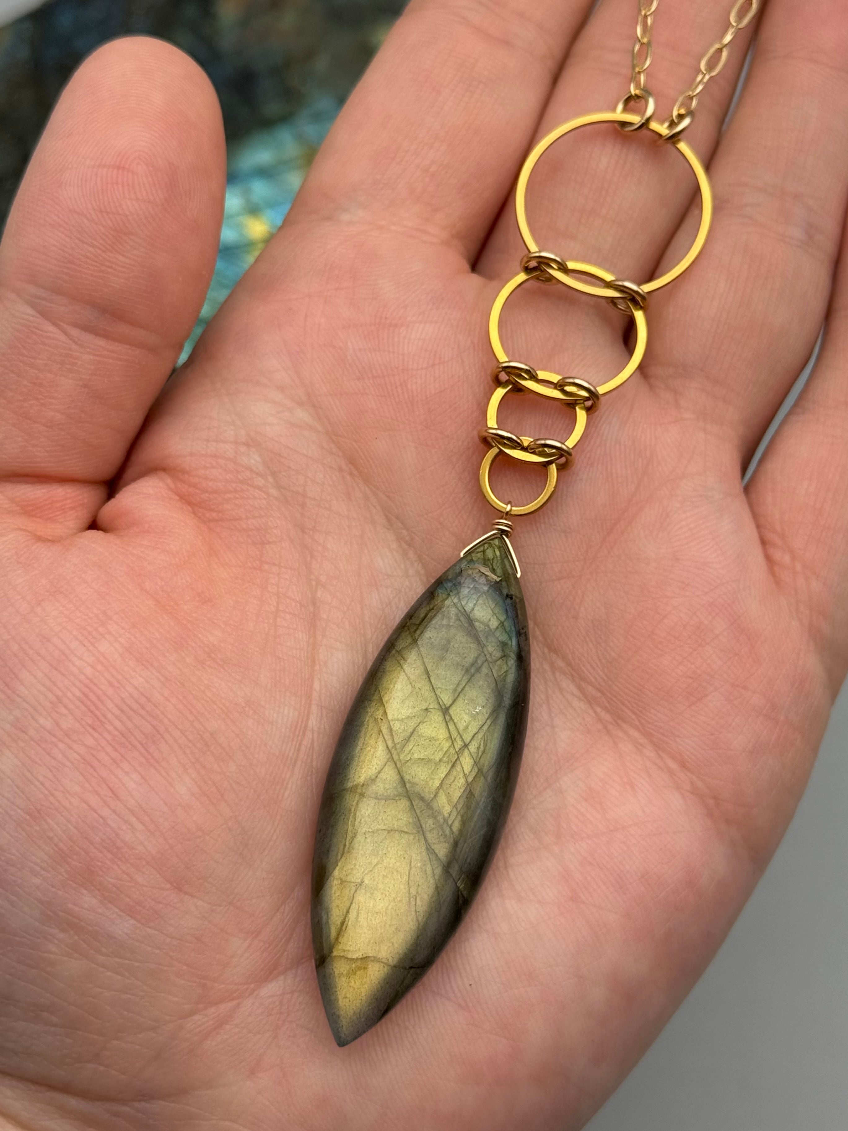 •EOWYN• labradorite + gold necklace (28"-30" long)