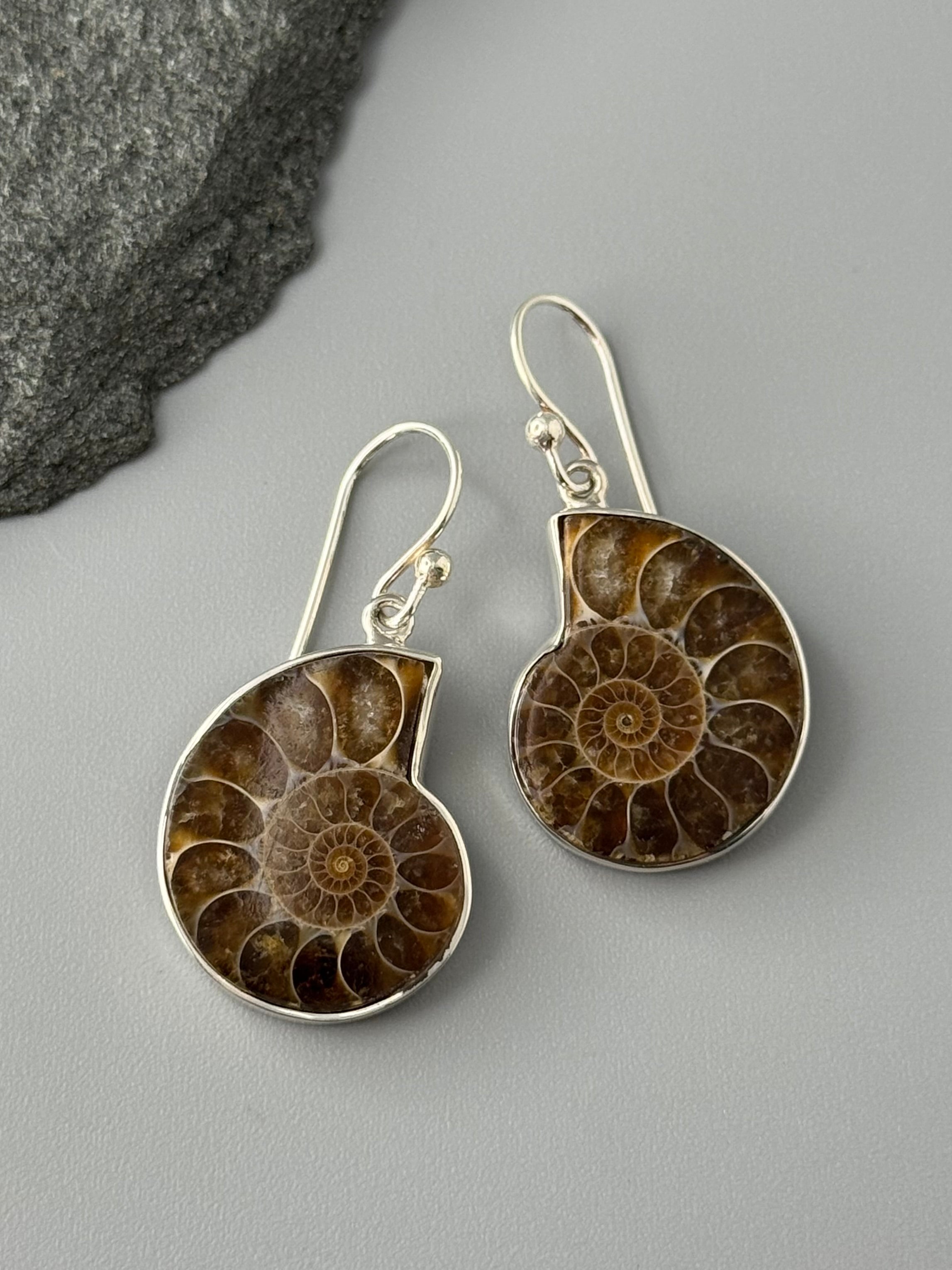 •AMMONITE• silver dangle earrings
