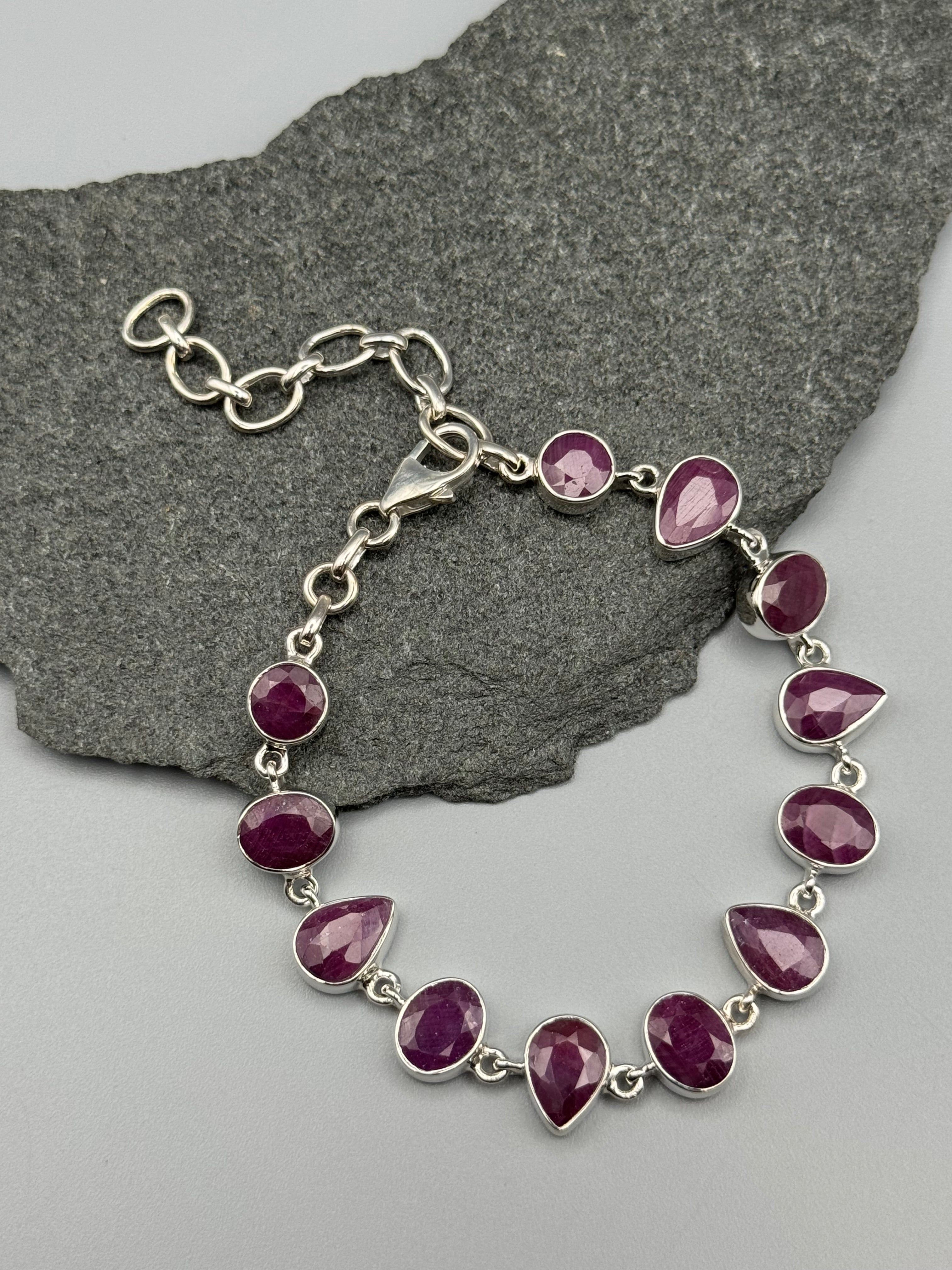 •RUBY - GEO MIX• linked silver bracelet (7.25" - 9")