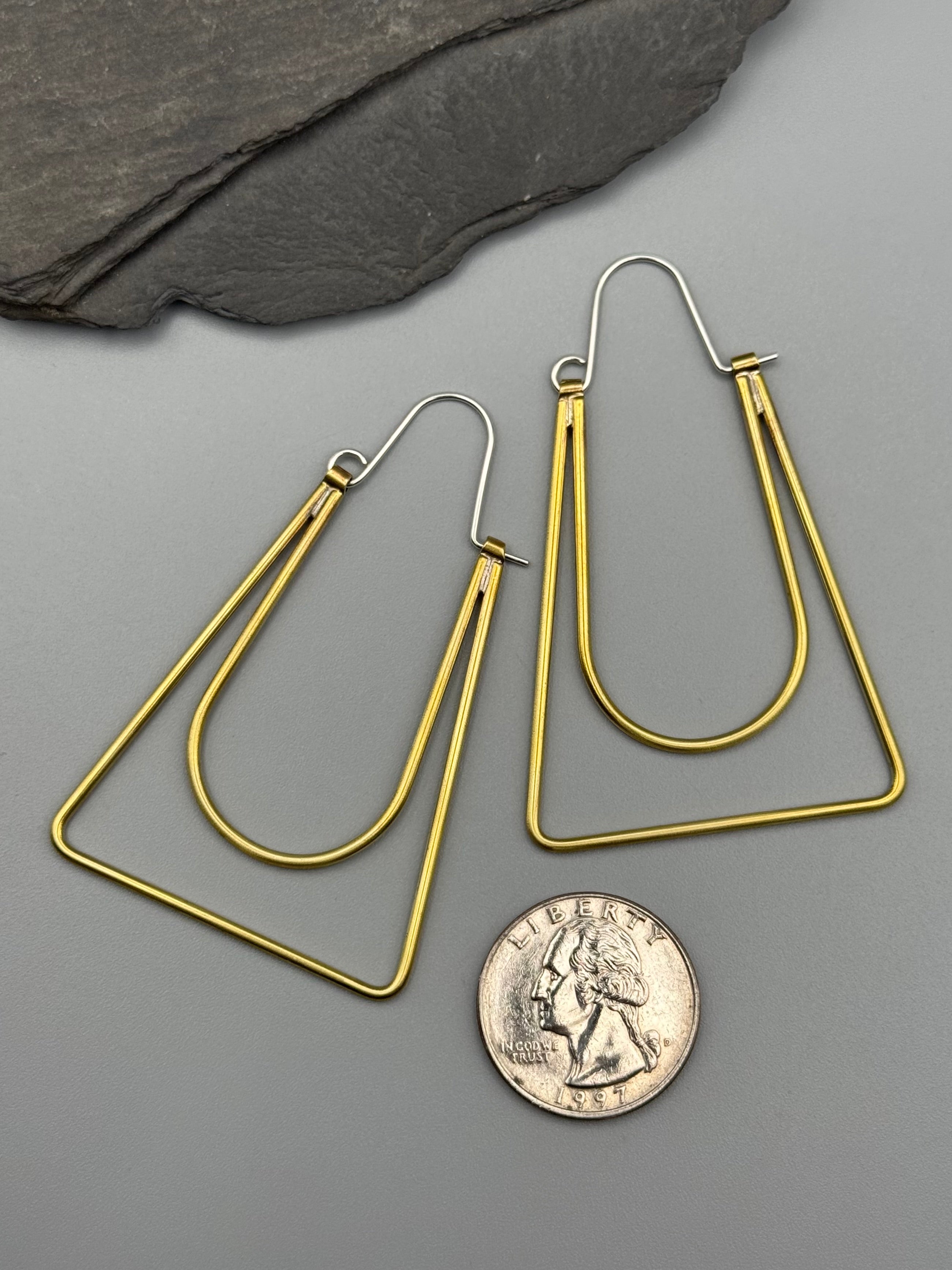 •TRAPEZIUM• brass hoop earrings