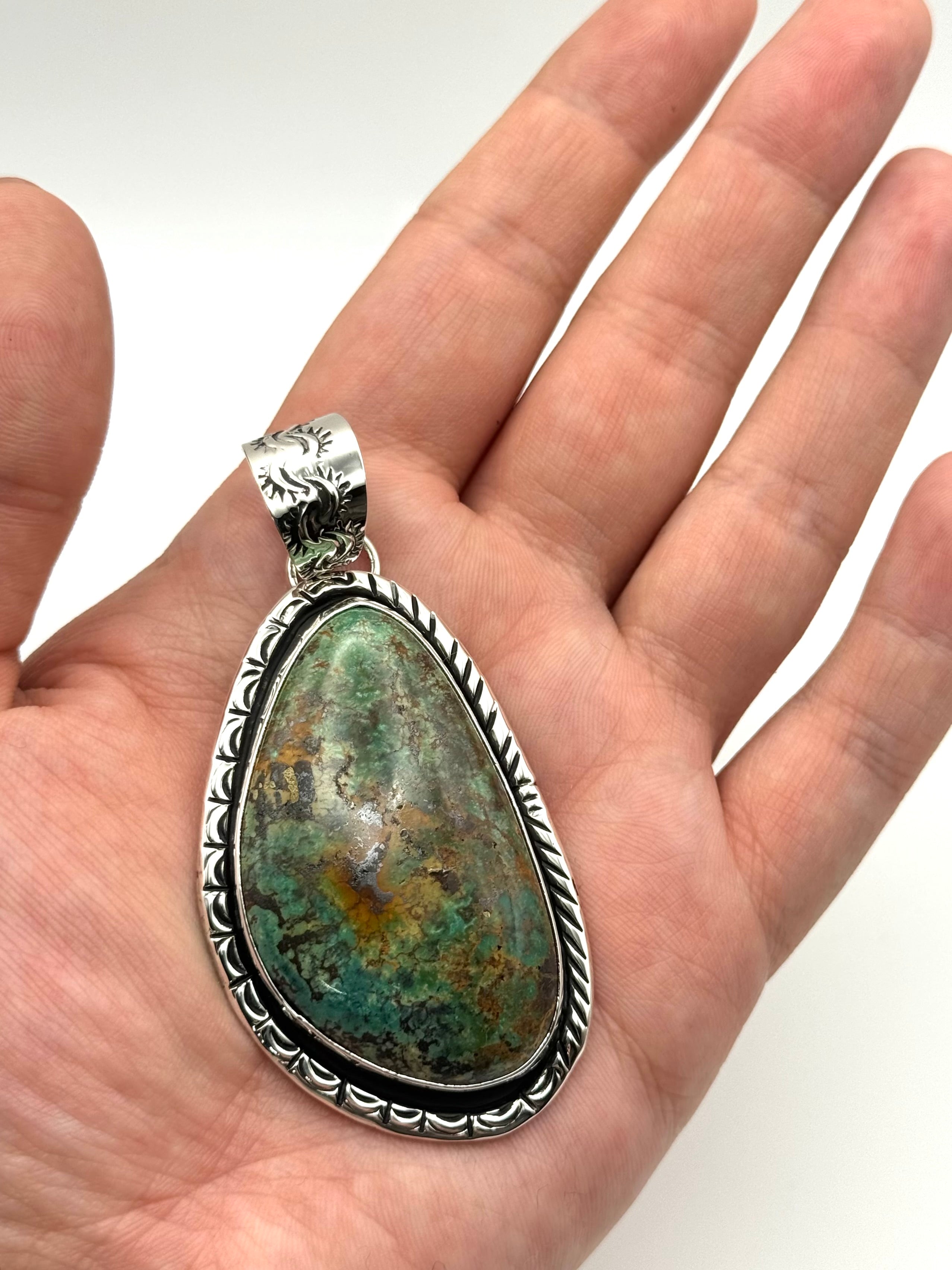 •KINGMAN TURQUOISE - 2• Navajo silver pendant