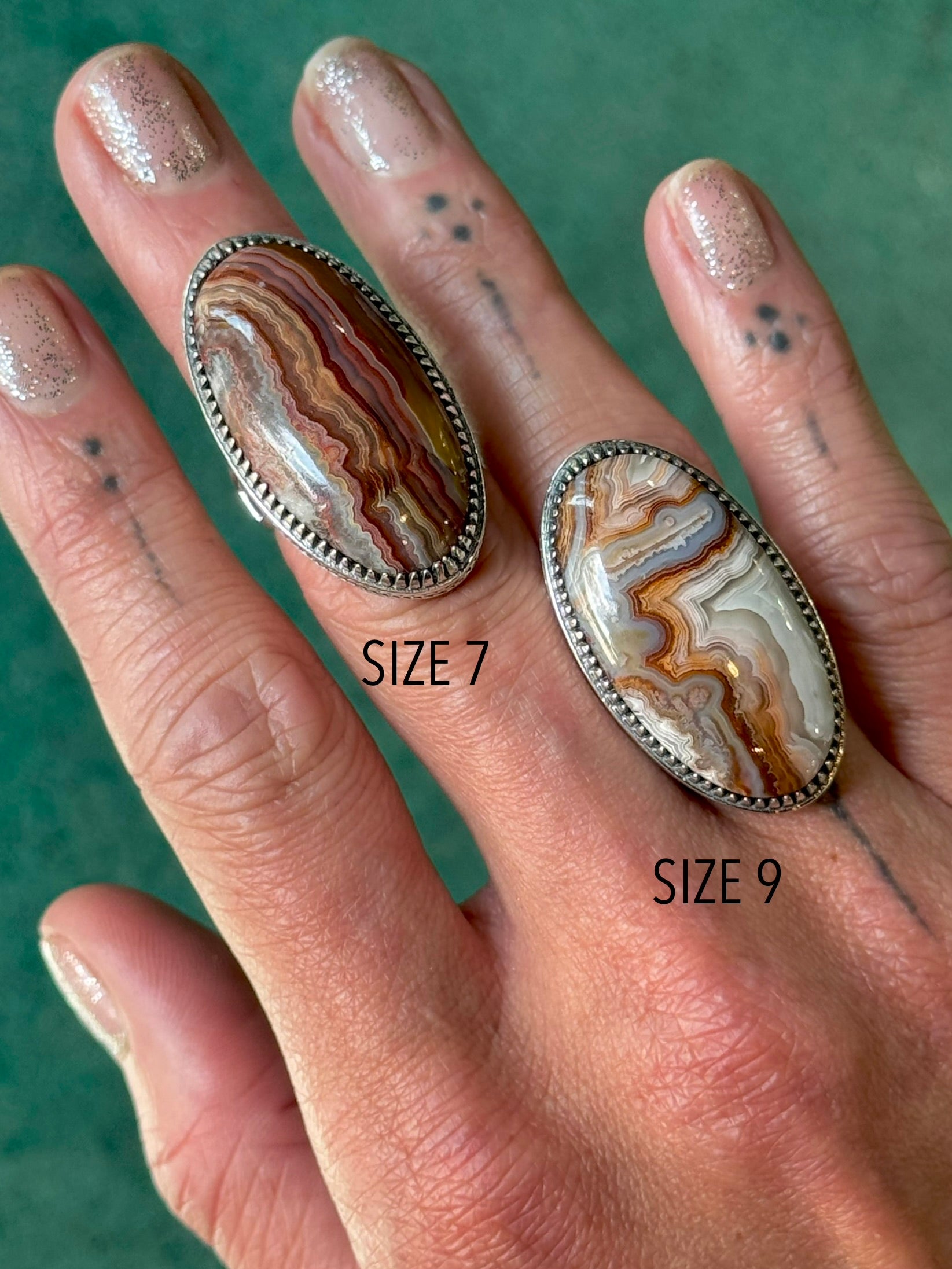 •CRAZY LACE AGATE - OVAL• serrated bezel silver ring (various sizes)