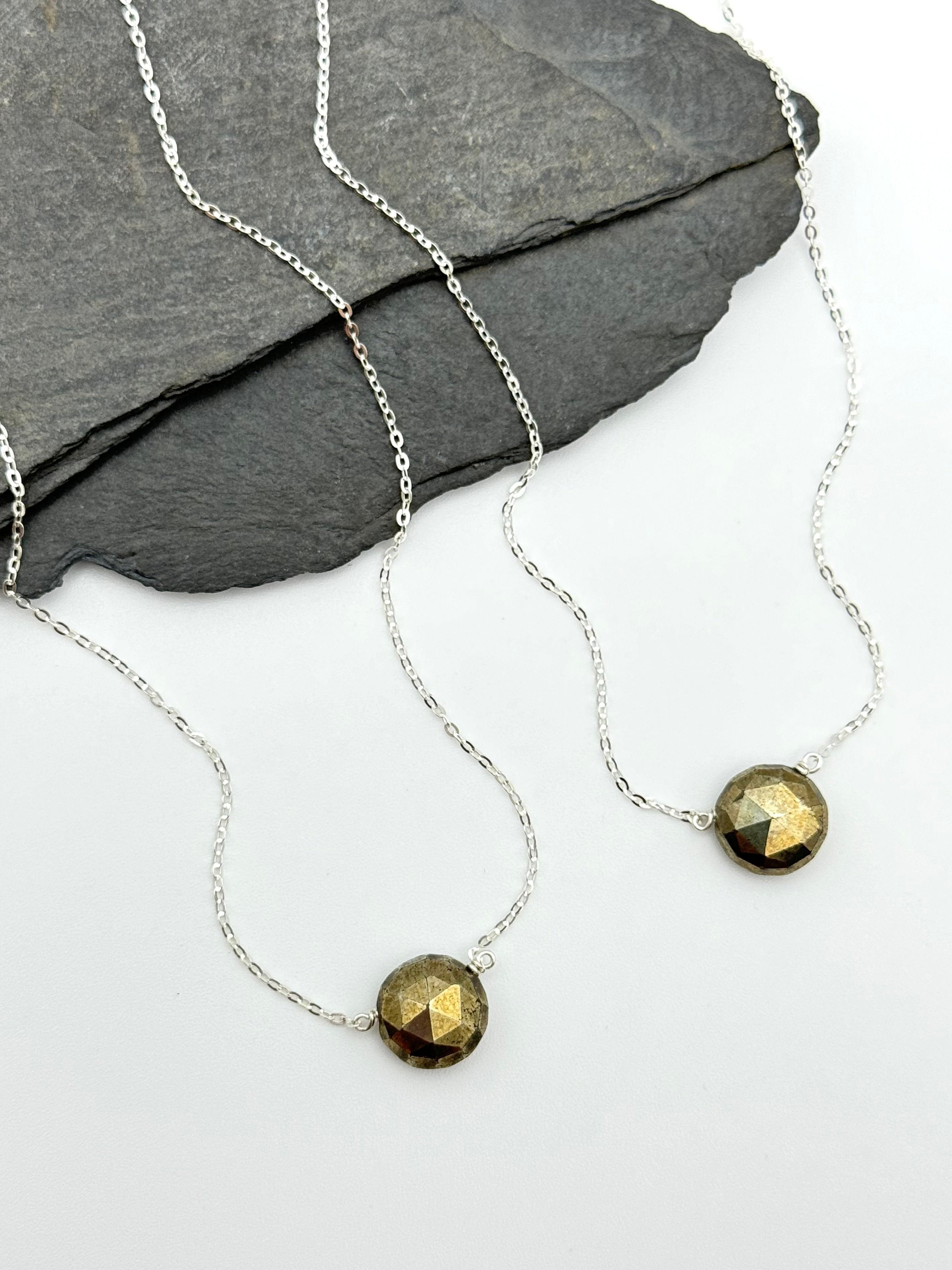 •STRAY• pyrite briolette coin + silver necklace