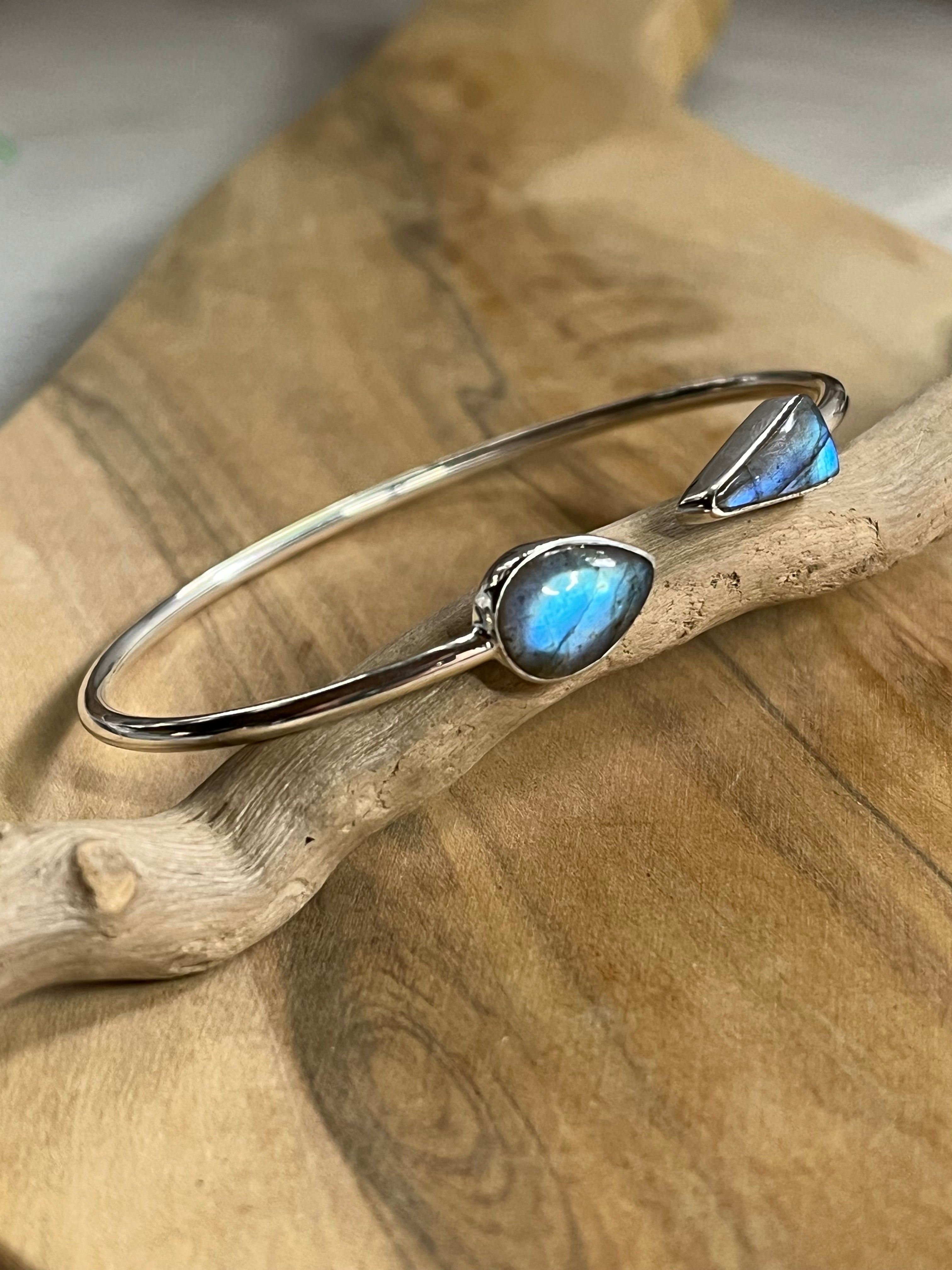 •TEAR + FANG• labradorite + silver twist-on cuff bracelet