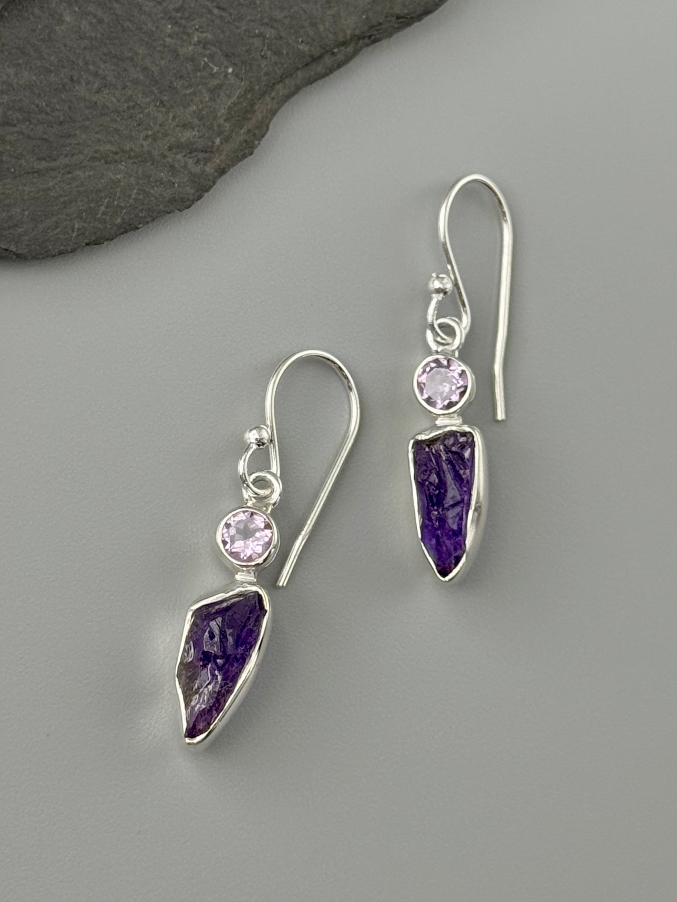 •AMETHYST DUO - 1• silver dangle earrings