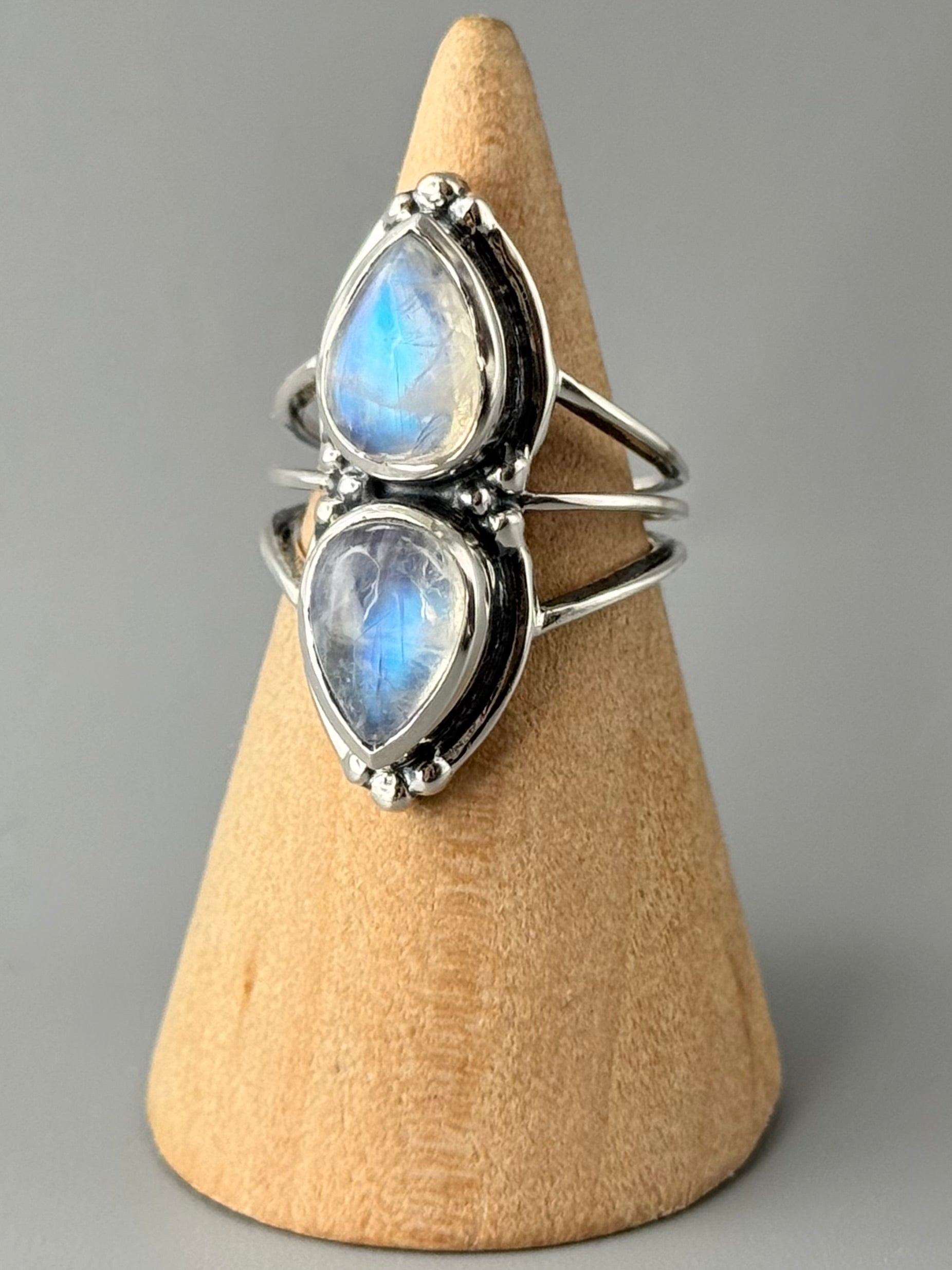 •RAINBOW MOONSTONE - DUALITY• sterling silver ring (various sizes)