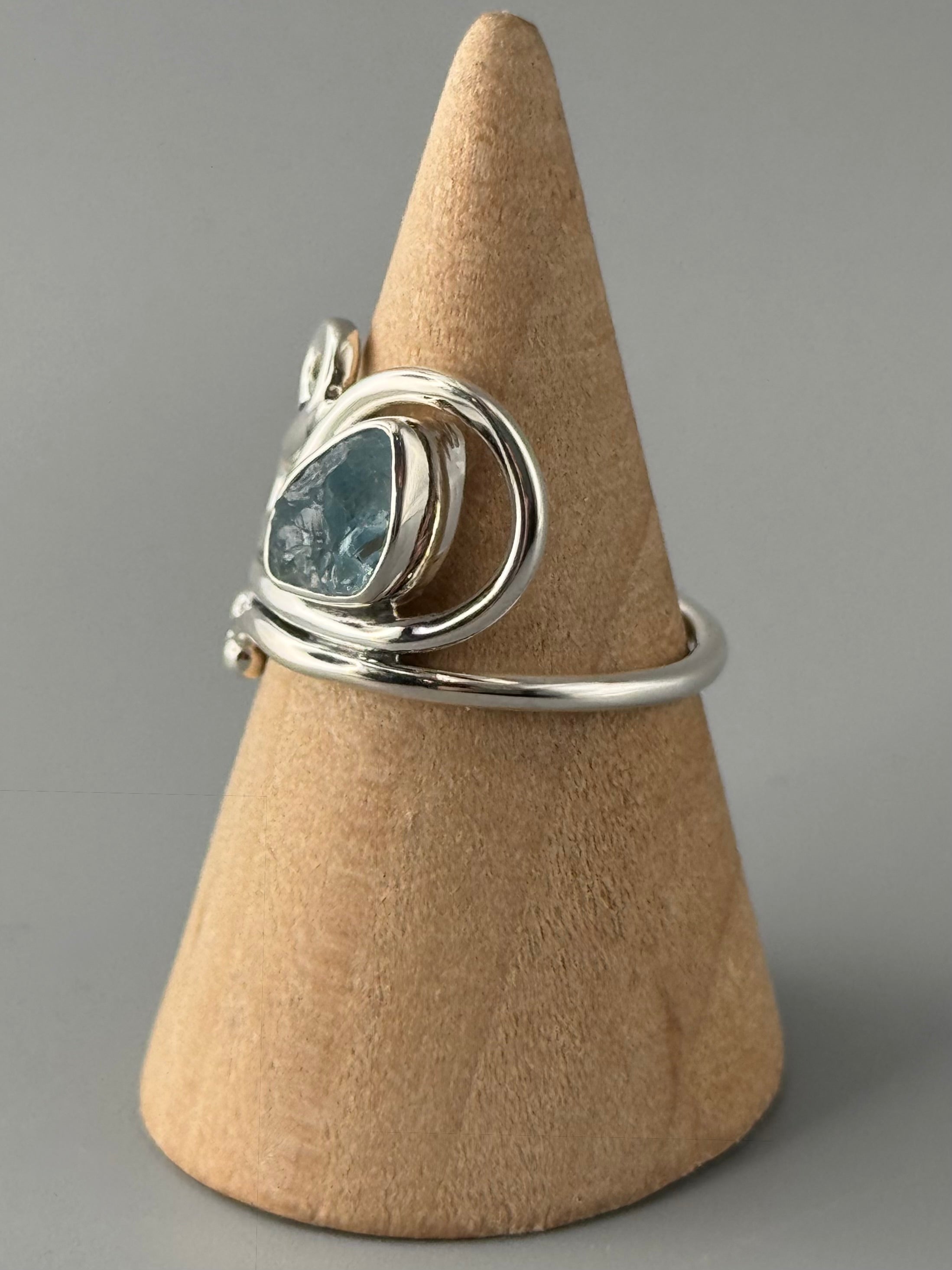 •AQUAMARINE - WHIRLWIND• sterling silver ring (various sizes)