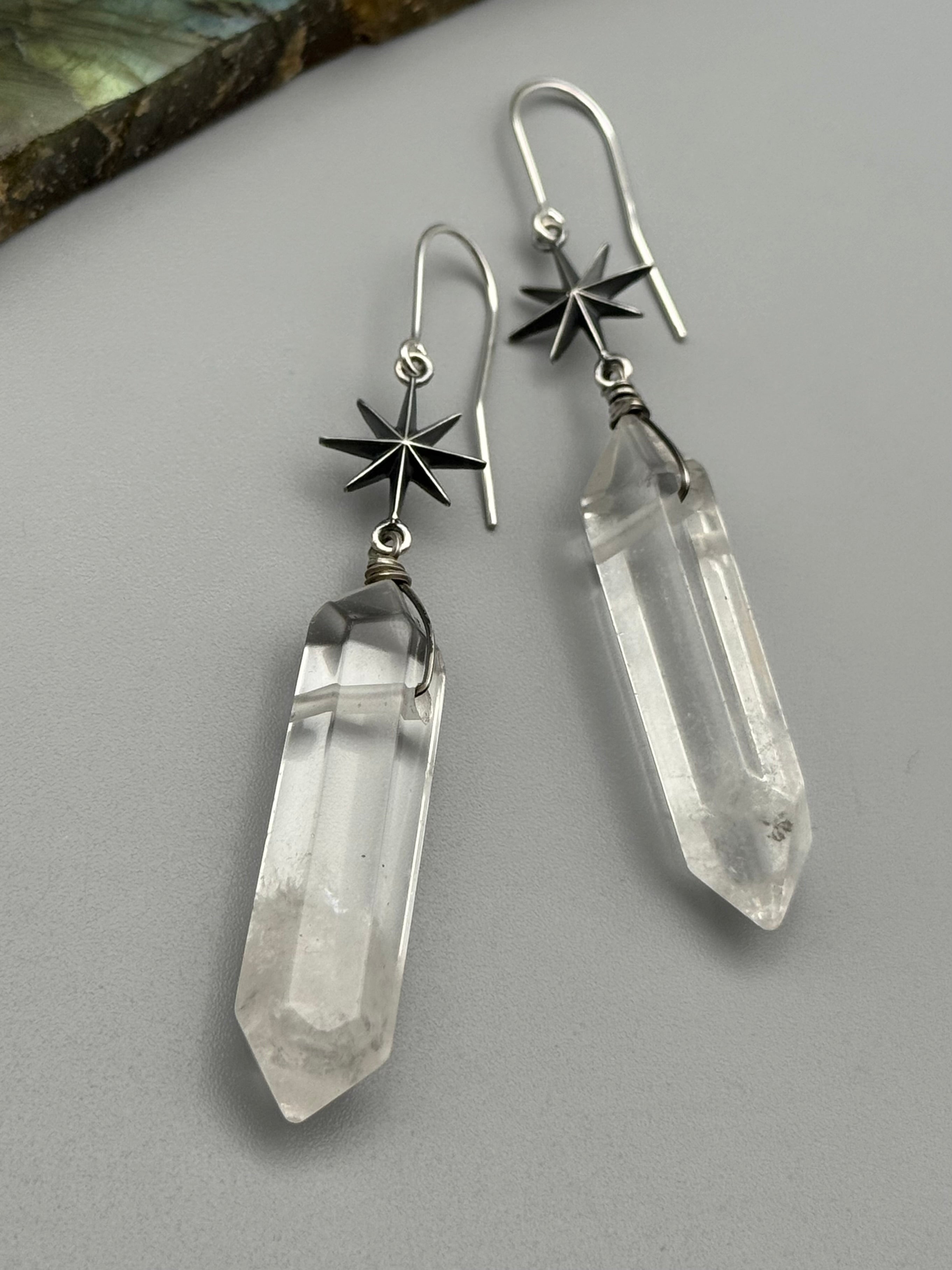 •STAR GAZE• double terminated quartz + silver earrings