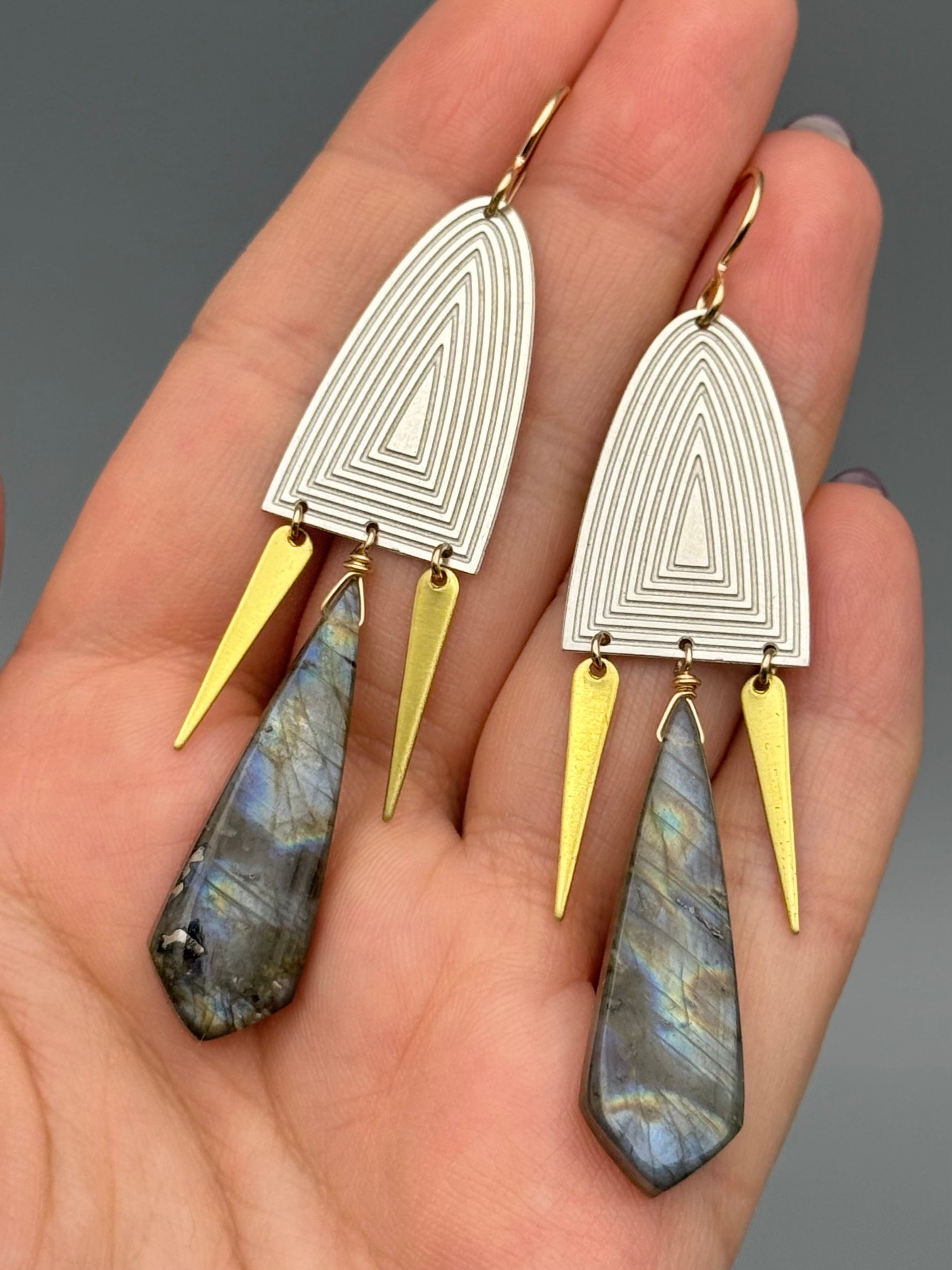 •PORTAL DANCE• labradorite + mixed metal earrings