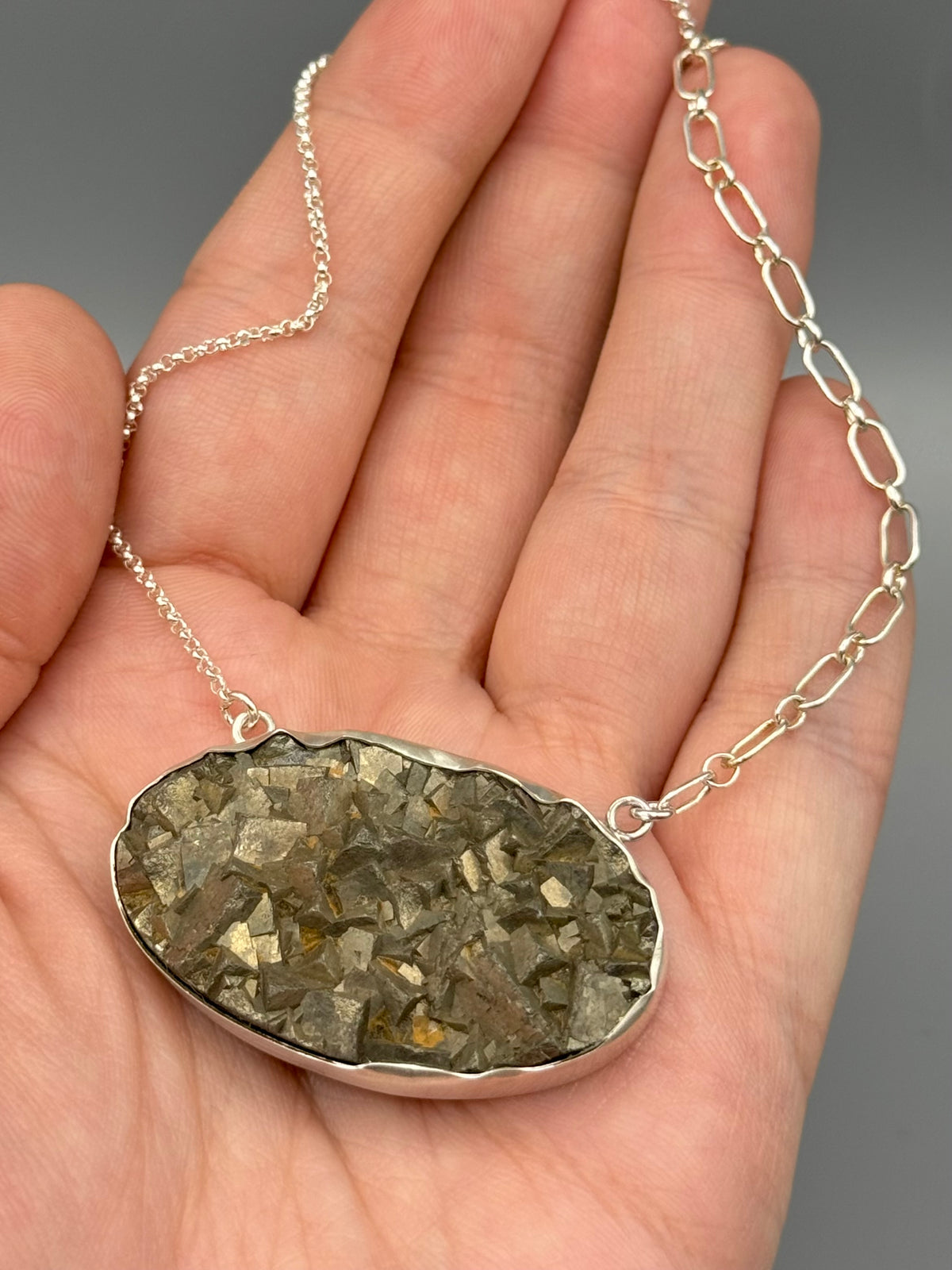 •MOD FLORA• pyrite + silver necklace (adj to 18.5" long)