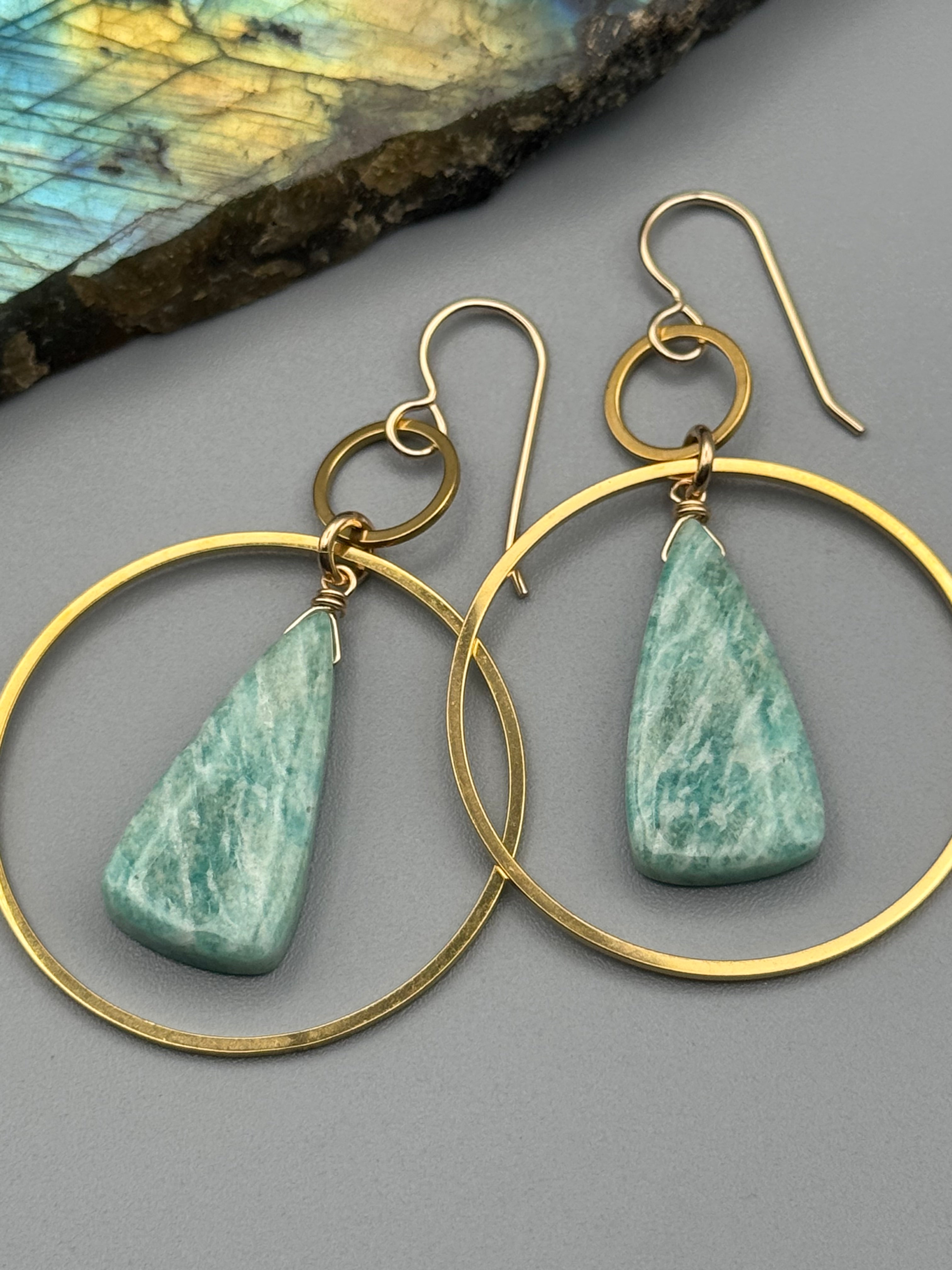 •EQUA-LUNA• amazonite + gold earrings