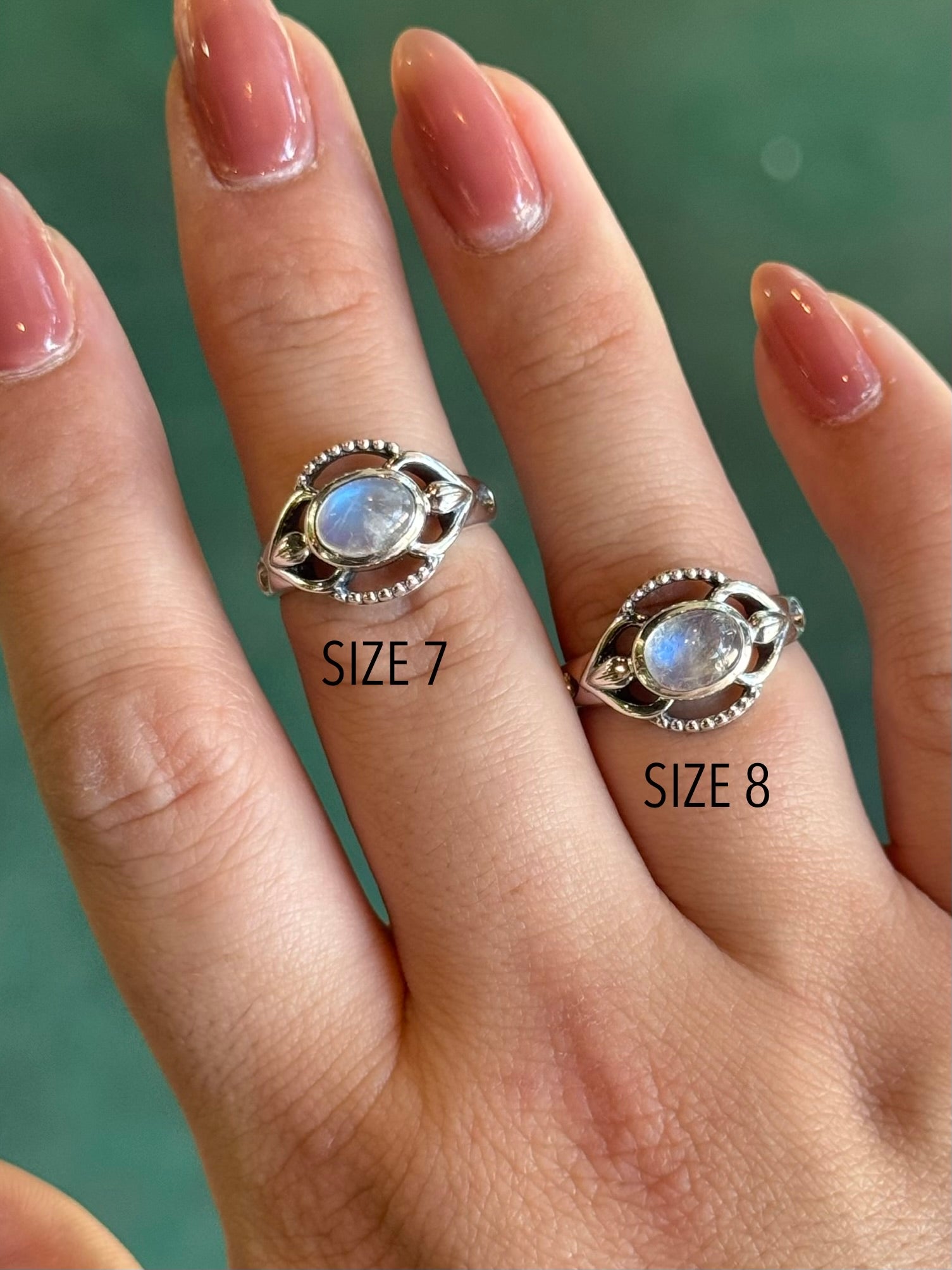 •RAINBOW MOONSTONE - ADORNED• sterling silver ring (various sizes)