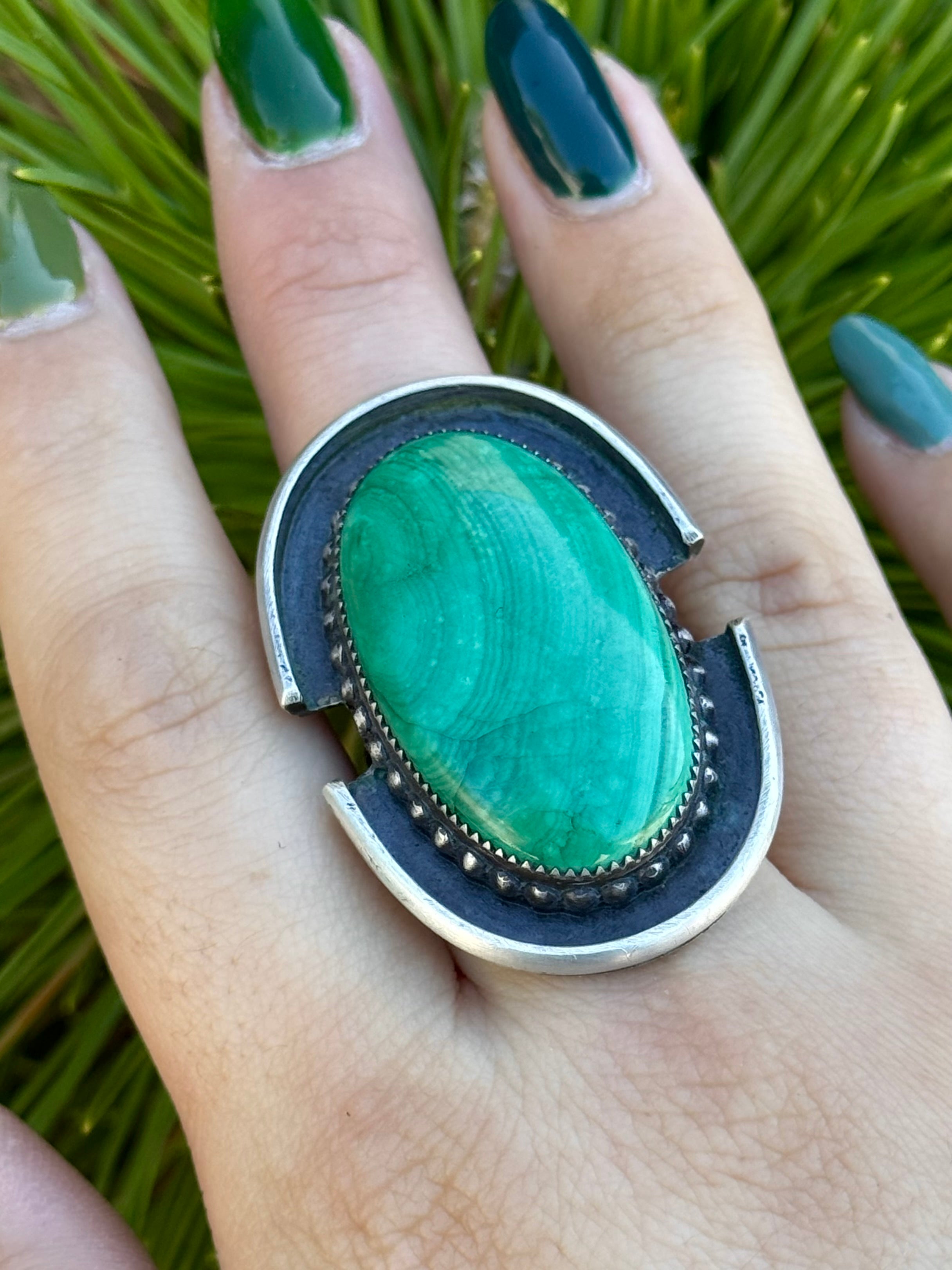 •SPARTAN• malachite + silver ring (size 8.5)