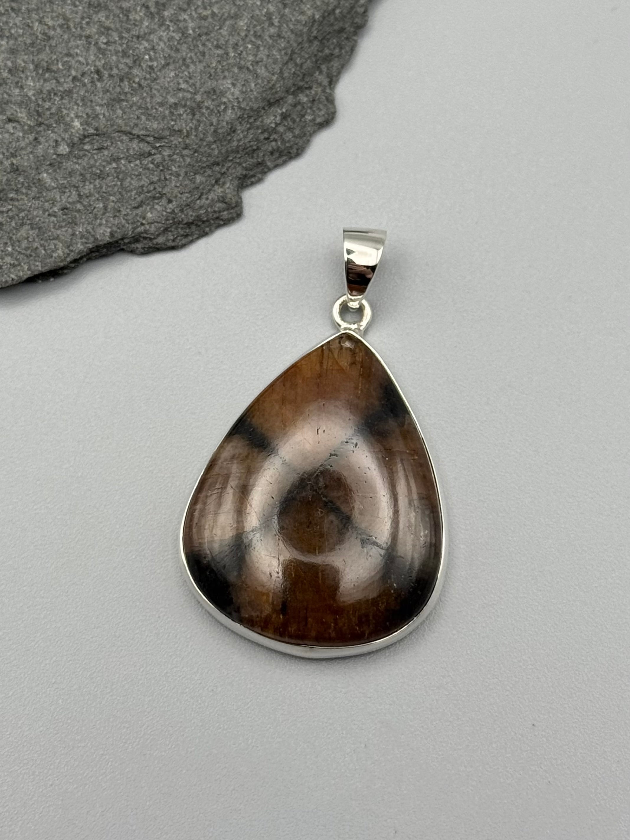 •CHIASTOLITE - TEAR• sterling silver pendant