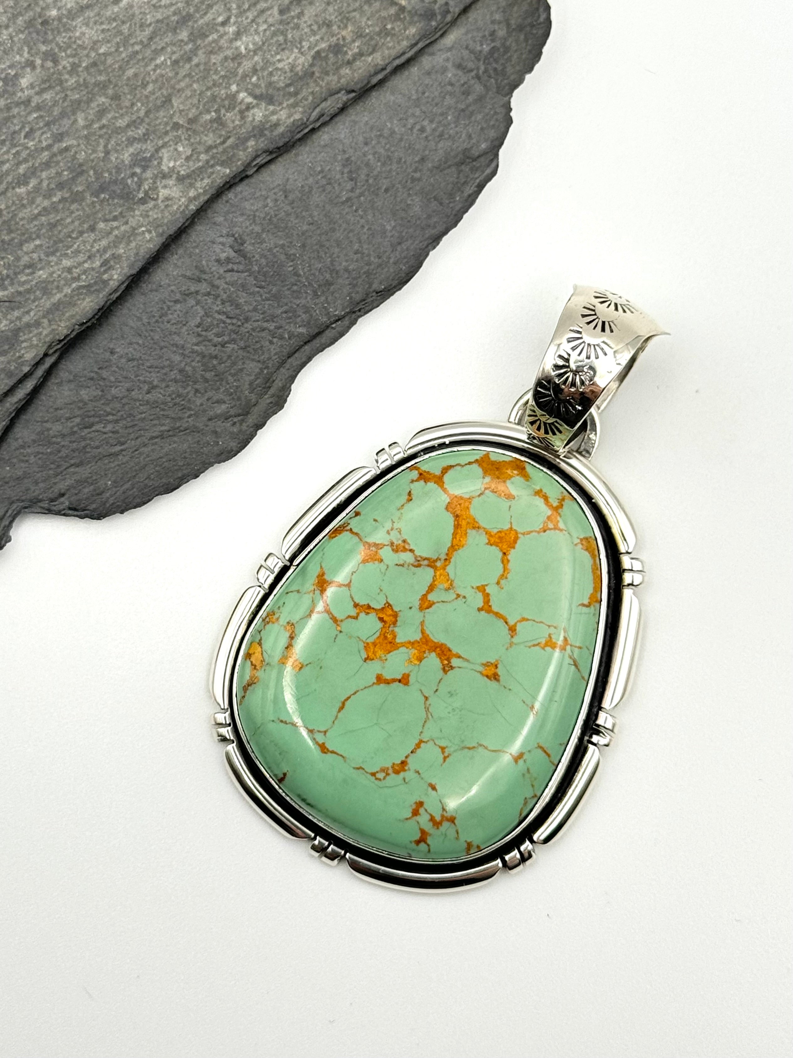 •KINGMAN TURQUOISE - 3• Navajo silver pendant