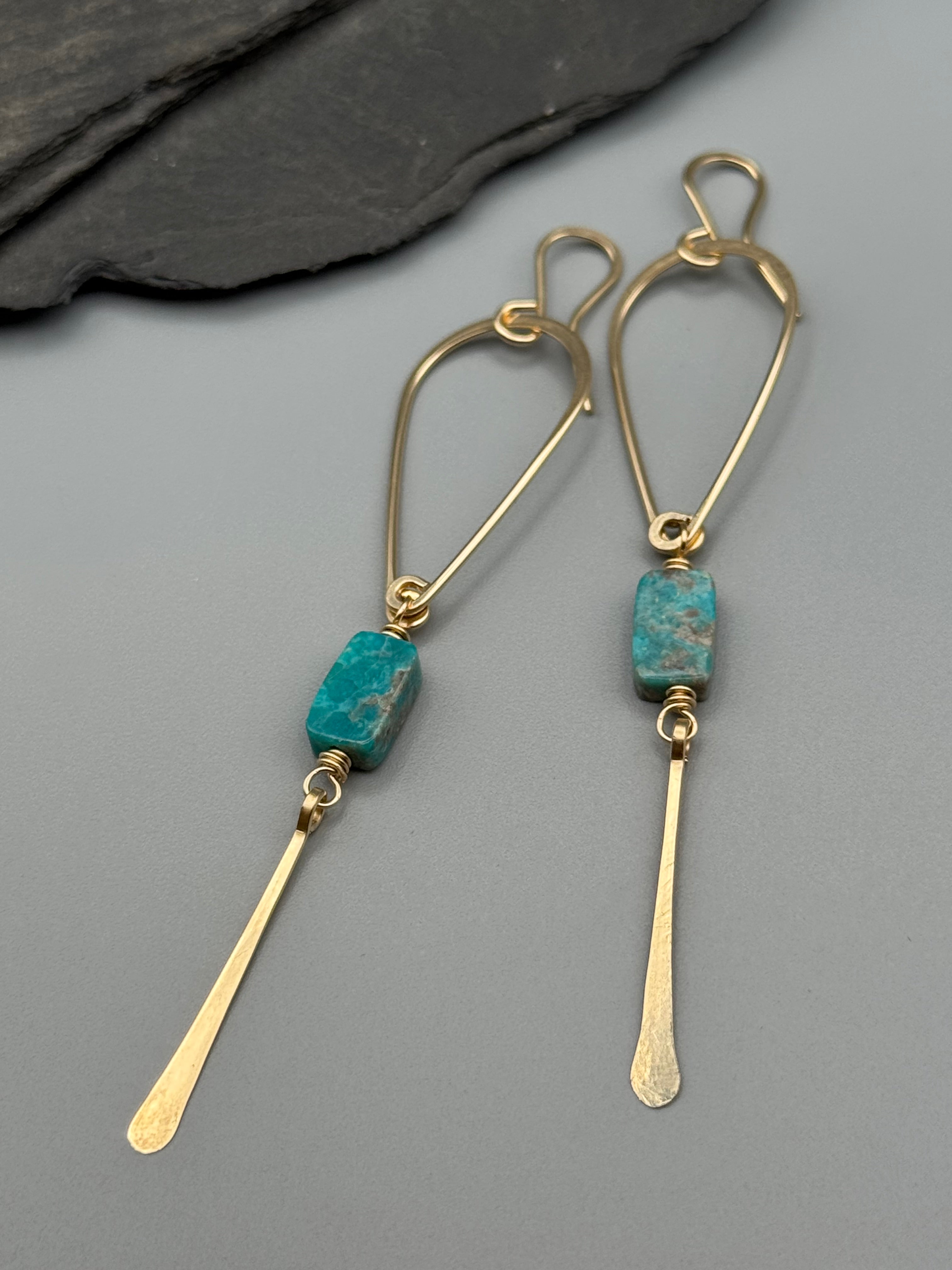 •DRIP• turquoise + gold dangle earrings
