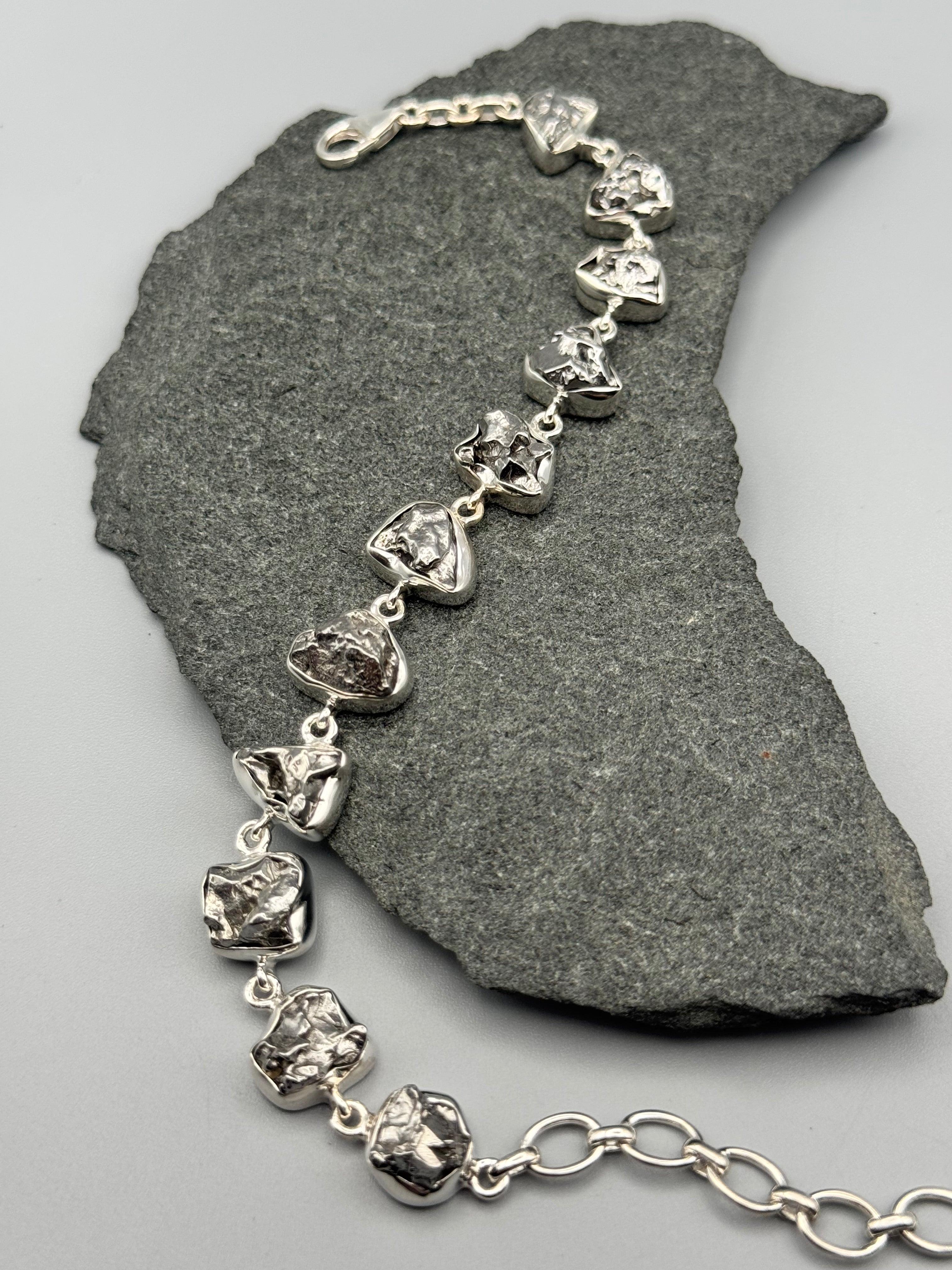 •METEORITE• linked silver bracelet (7.25" - 9")