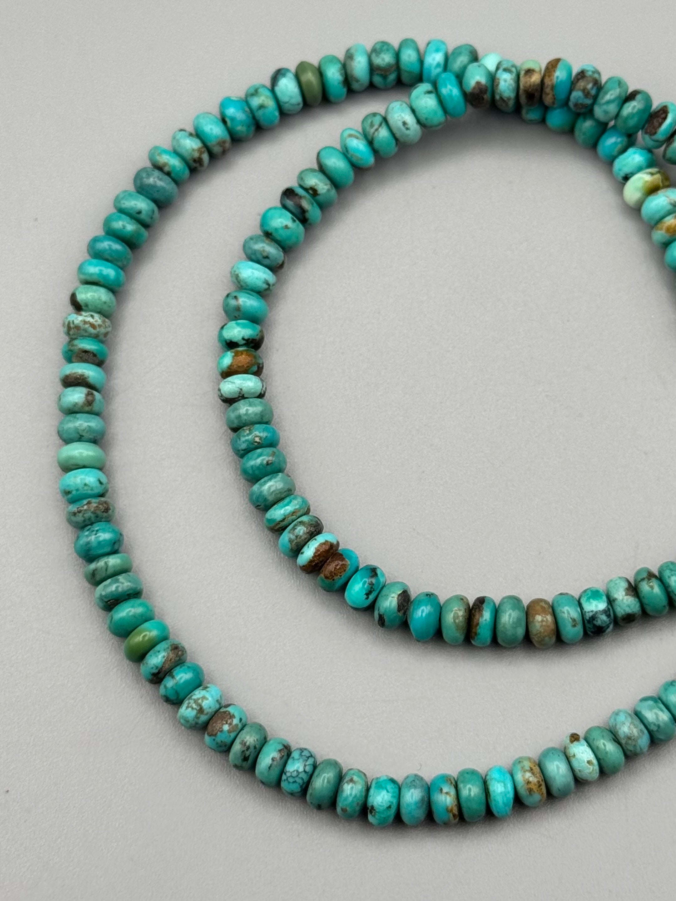 •HUBEI TURQUOISE - STRAND• silver beaded necklace (17" - 19" long)