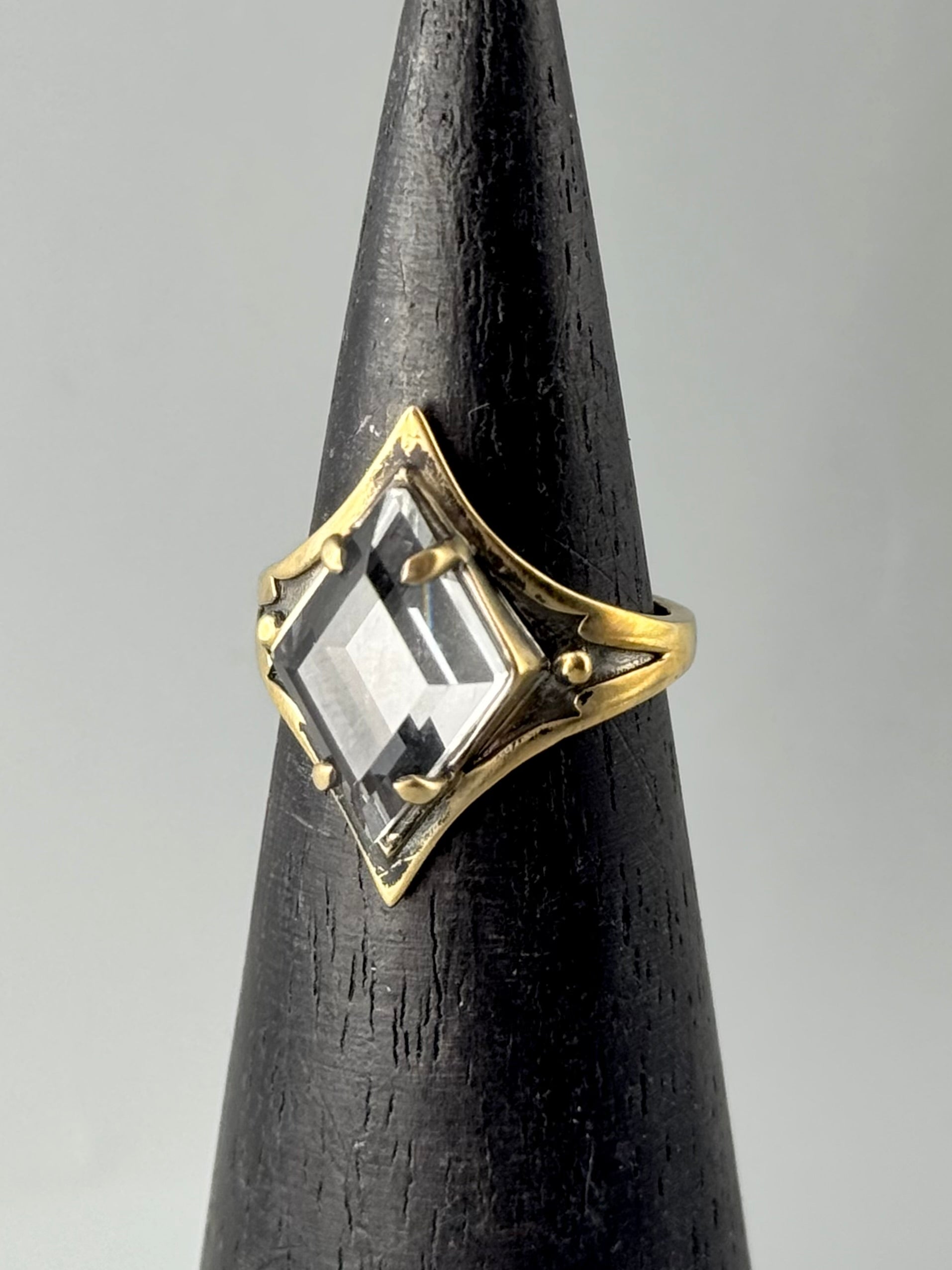 •GROUNDED• clear quartz + brass ring