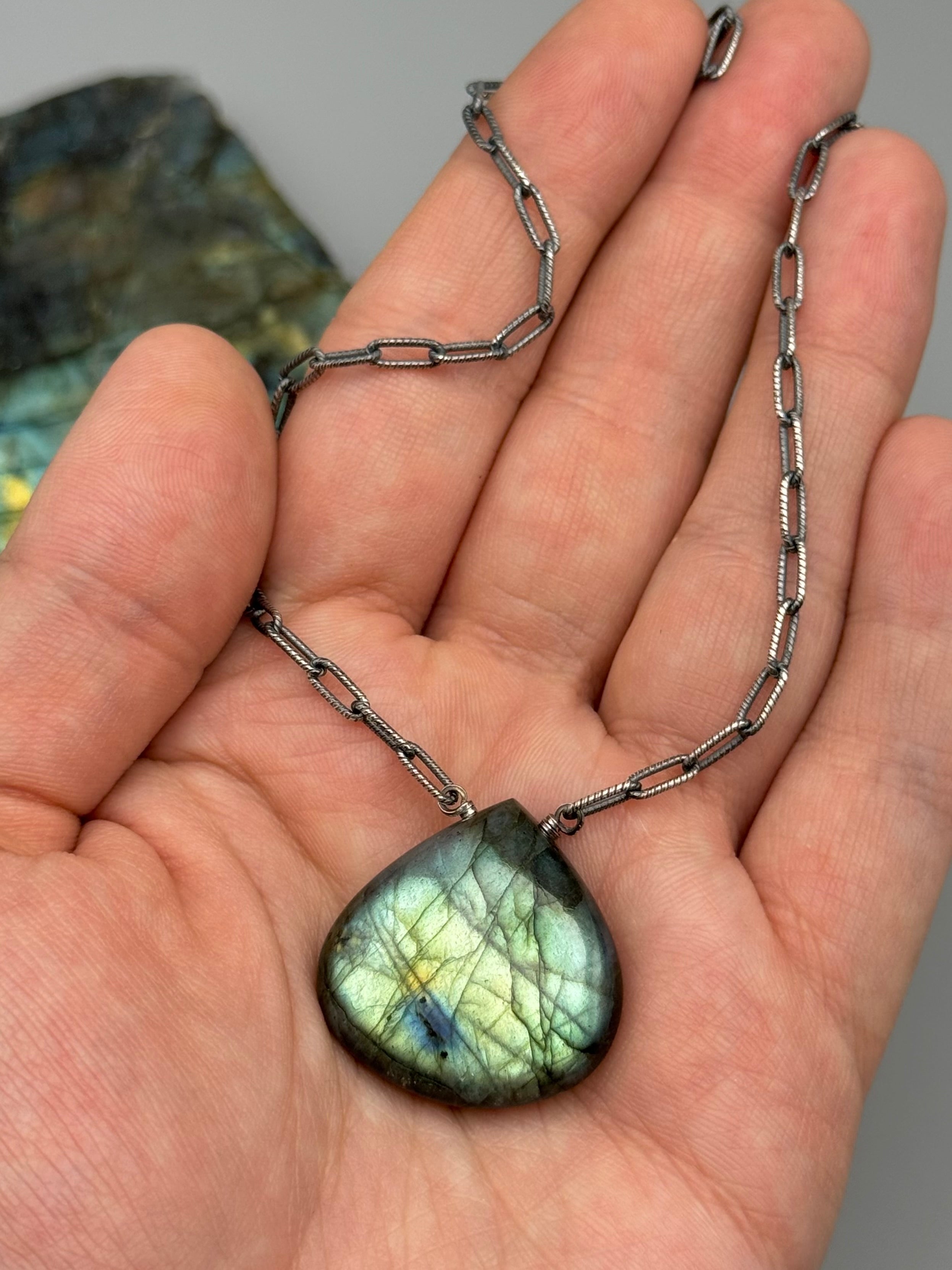 •AEON• labradorite + oxidized silver necklace (18"-20" long)