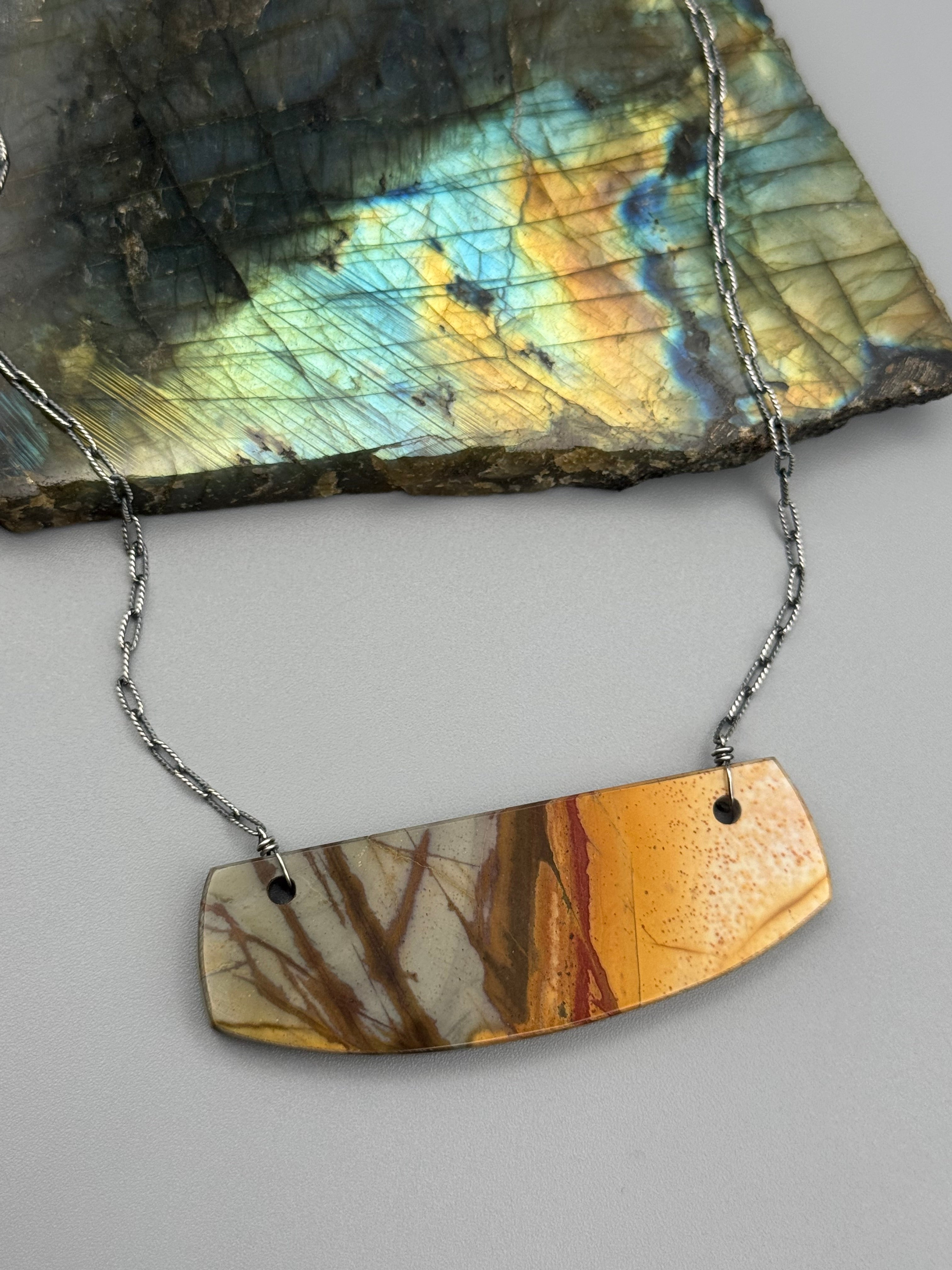 •AEON• red creek jasper + silver necklace (18"-20" long)
