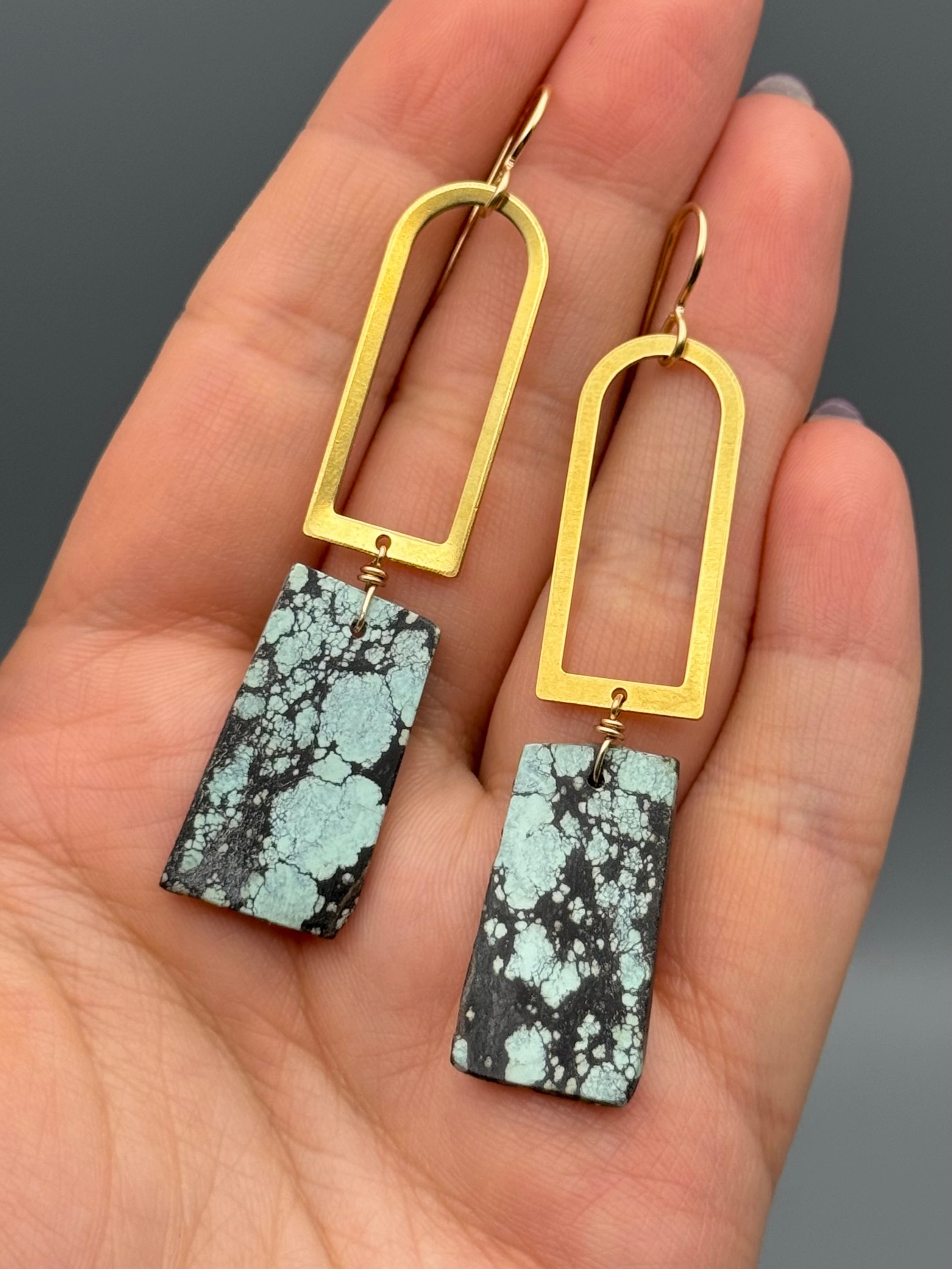 •PORTAL• turquoise slab + gold earrings