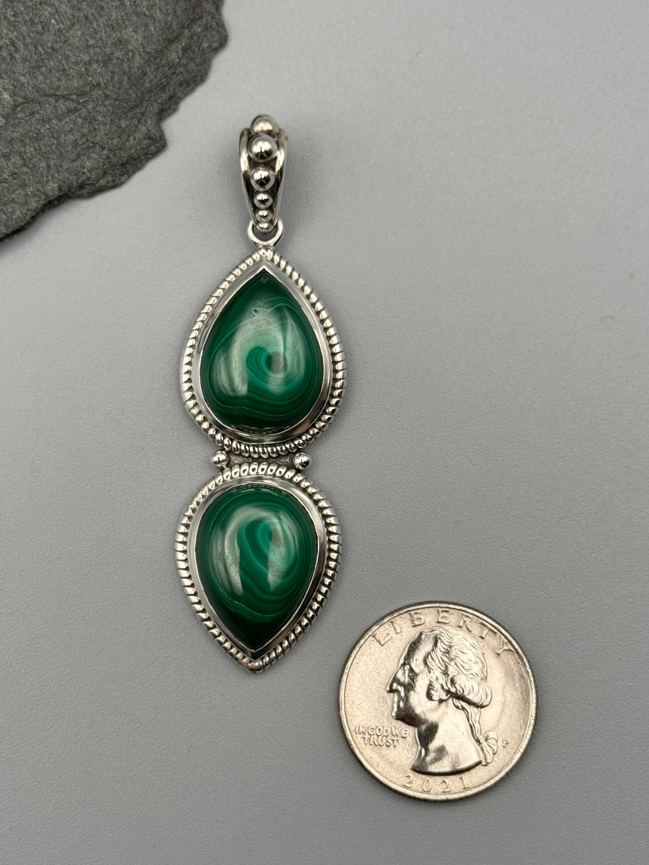 •MALACHITE - DUALITY• sterling silver pendant