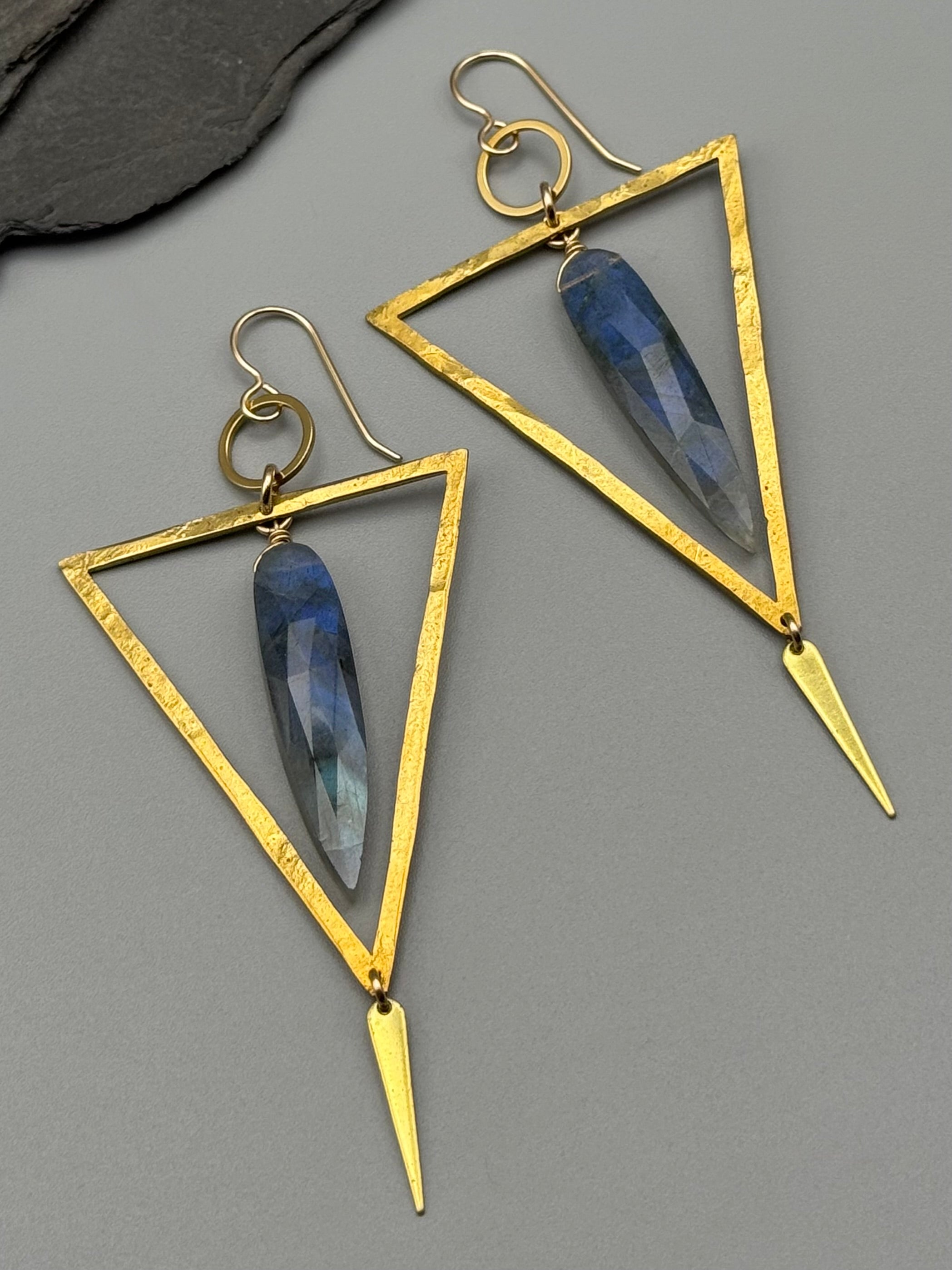 •ASET• labradorite + gold earrings