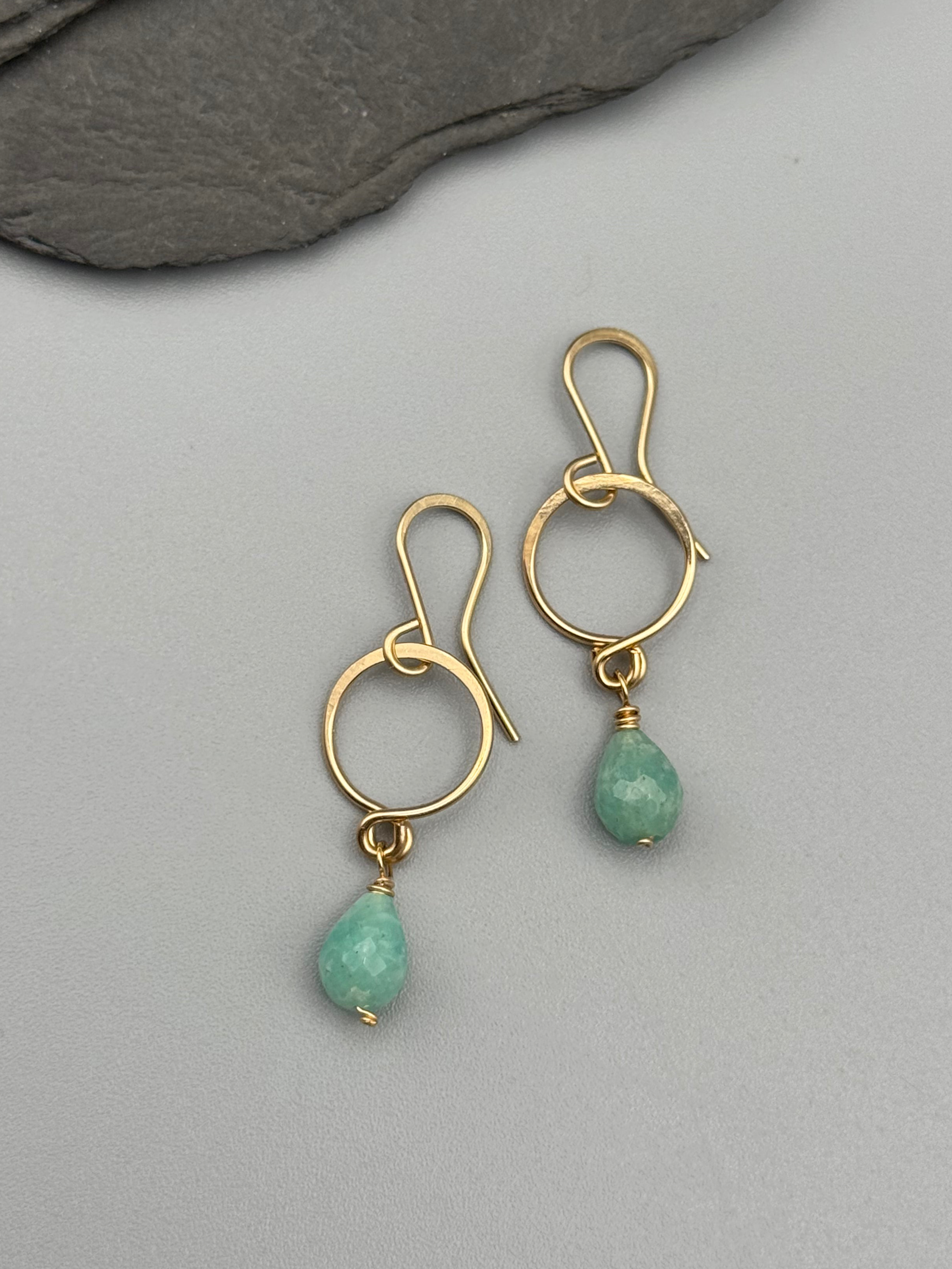 •DROPLET• amazonite + gold dangle earrings