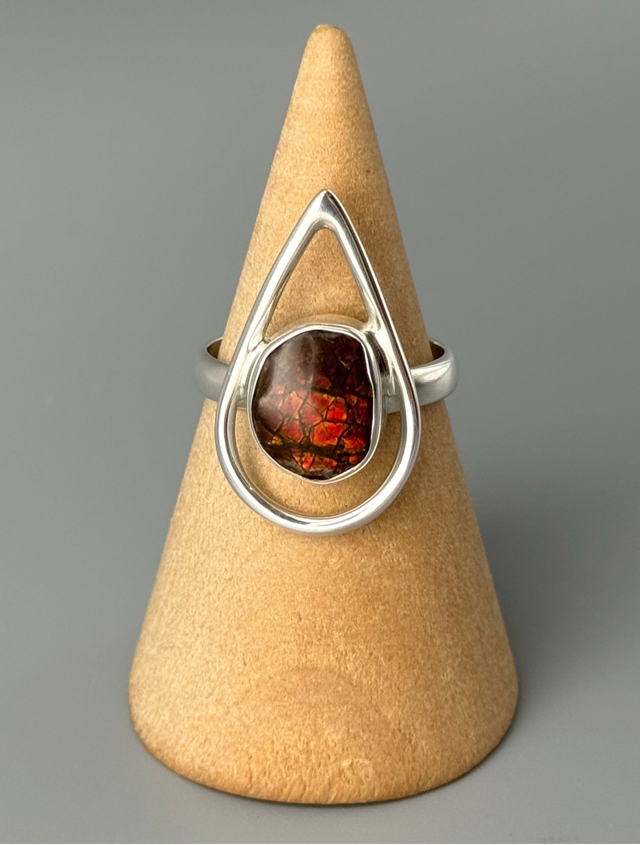 •AMMOLITE - OPEN TEAR 2• silver ring (size 7)